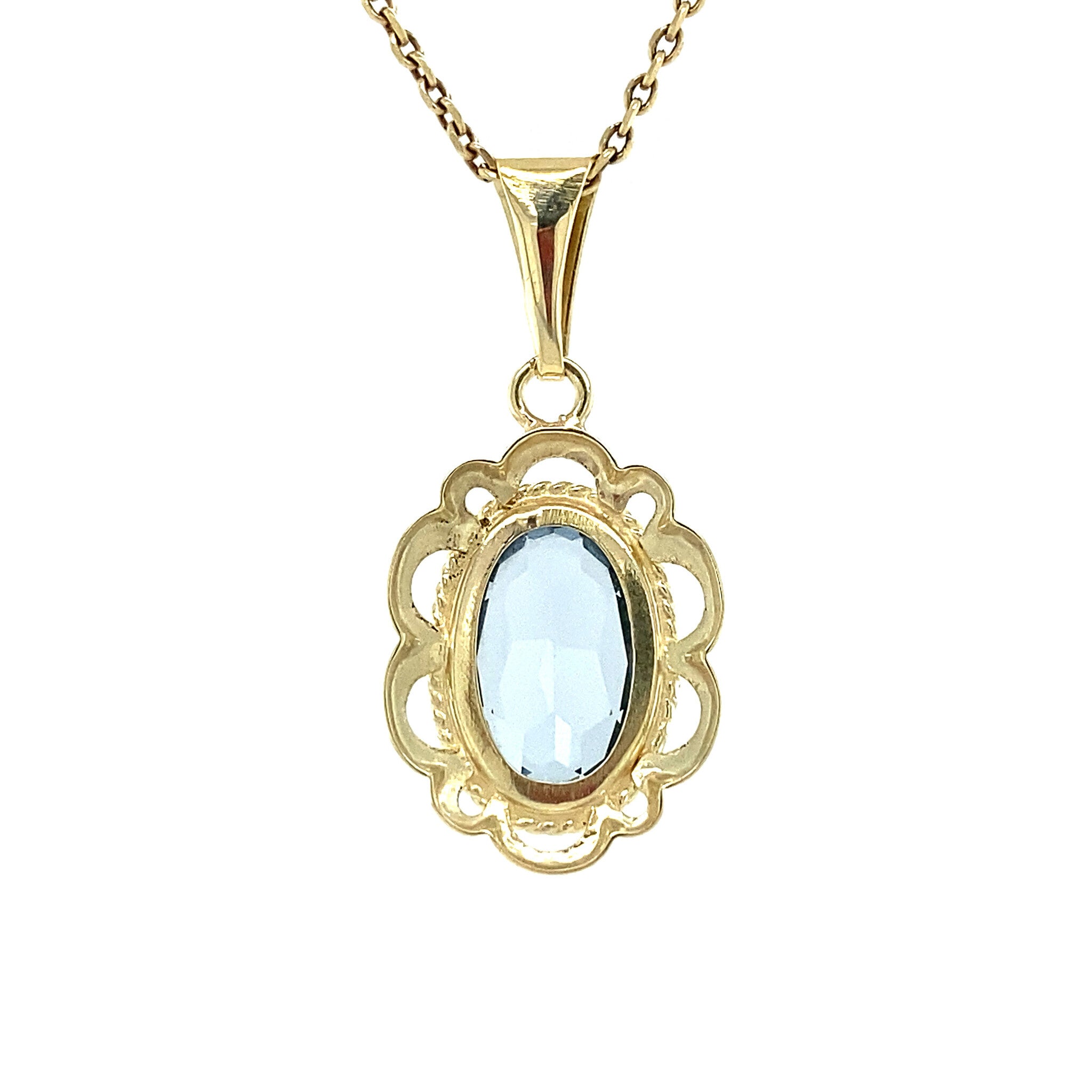 Gouden hanger met blauwe spinel 14 krt