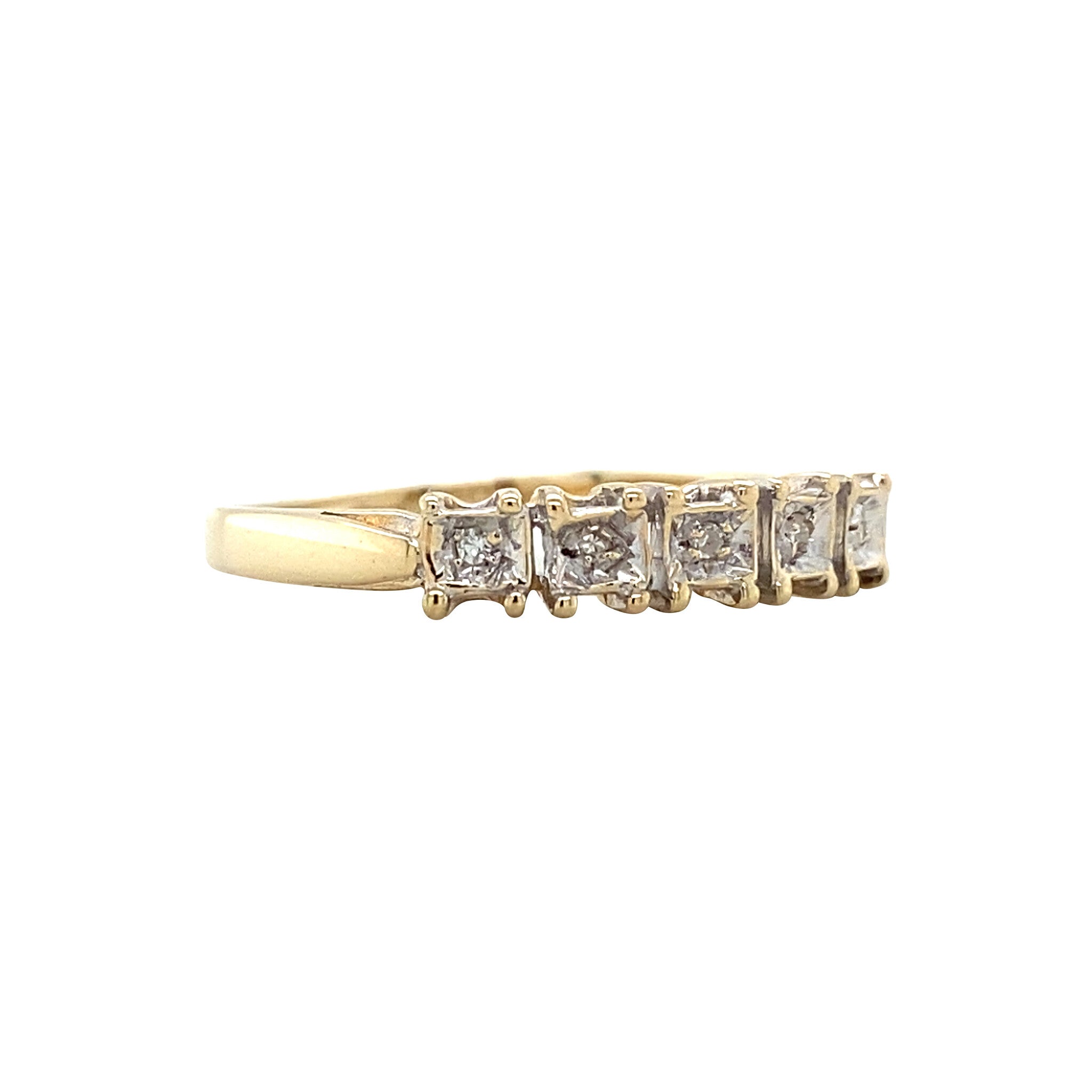Gouden vintage rijring met diamant 14 krt