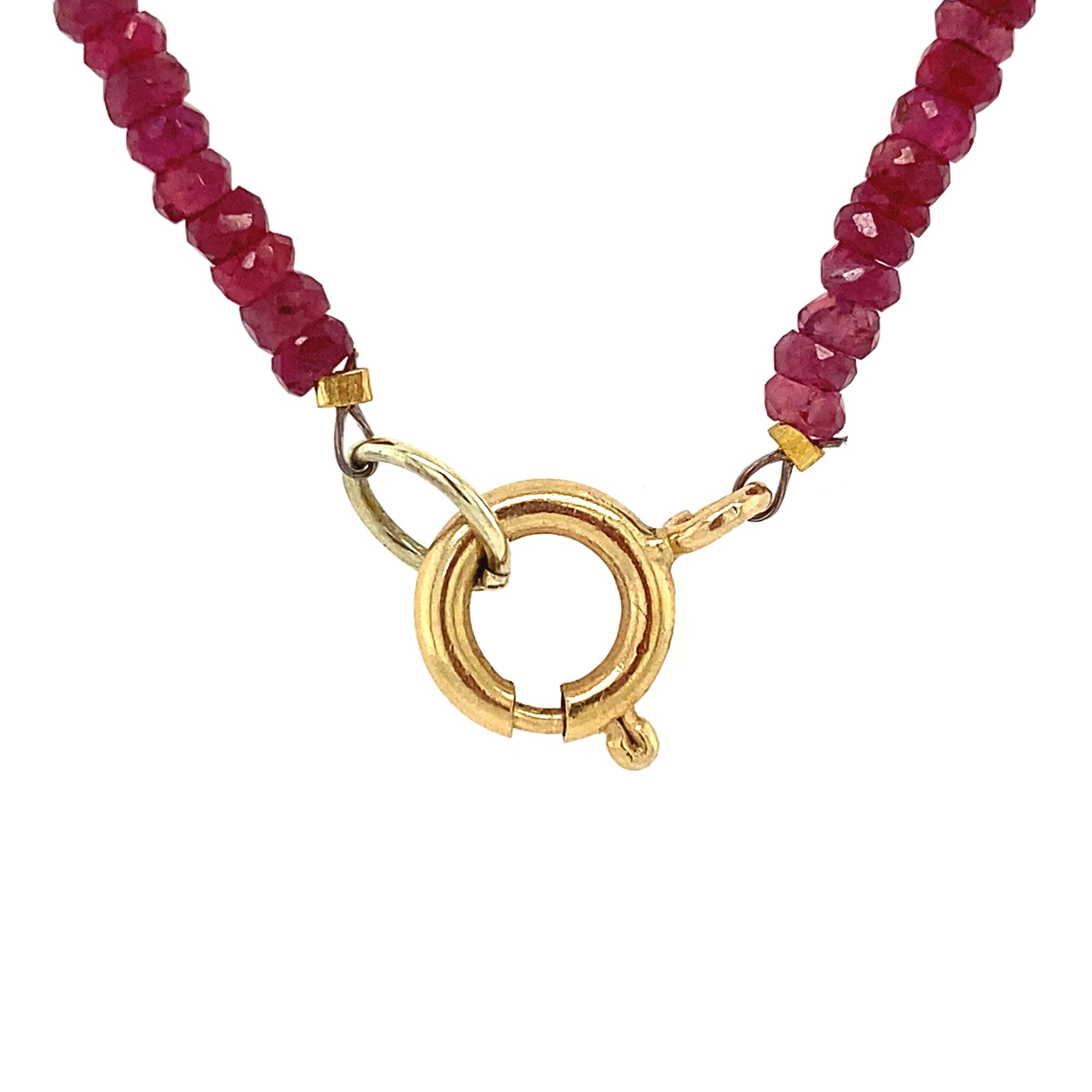 Ruby necklace with gold clasp 41 cm 14 krt