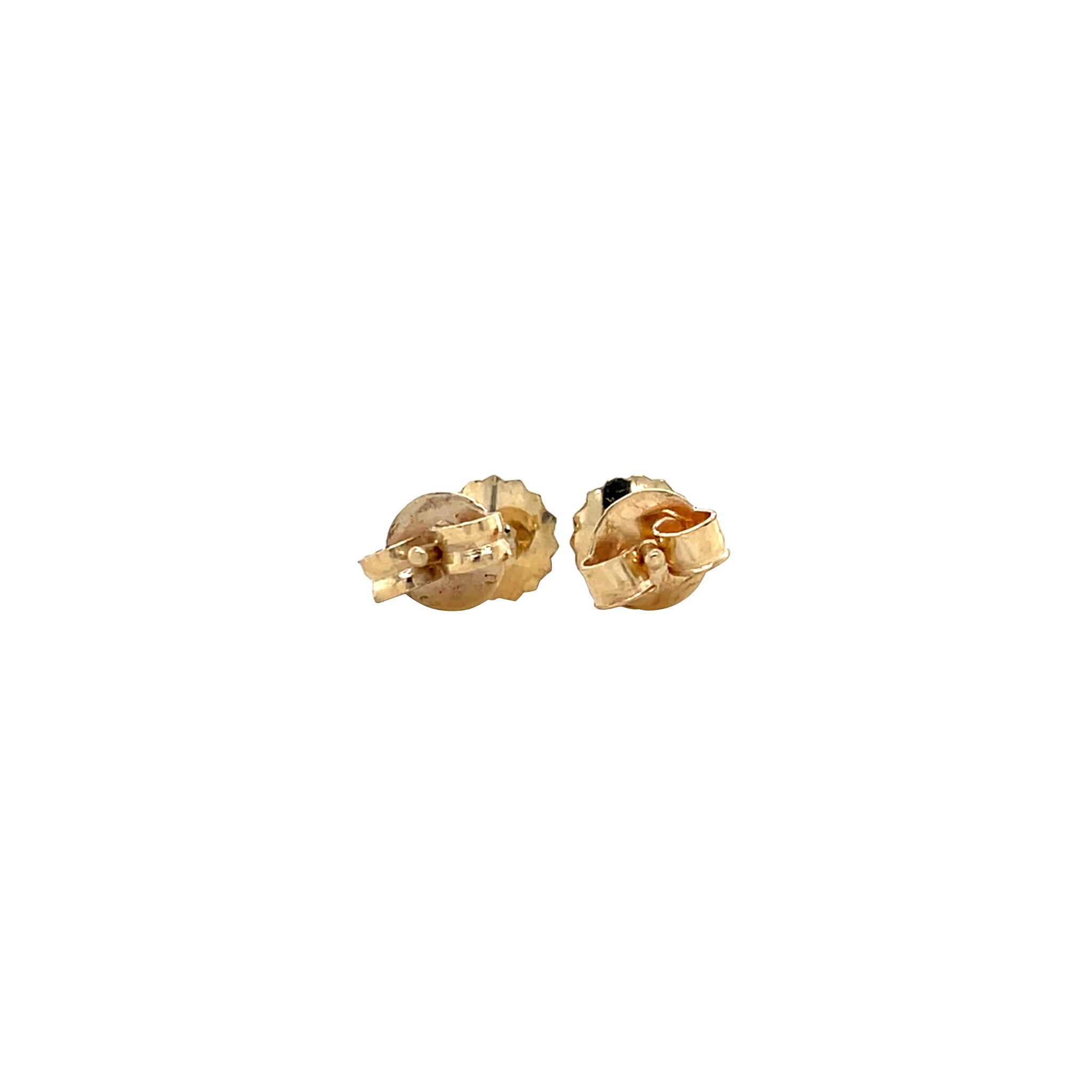 Gold solitaire stud earrings with blood coral 14 ct