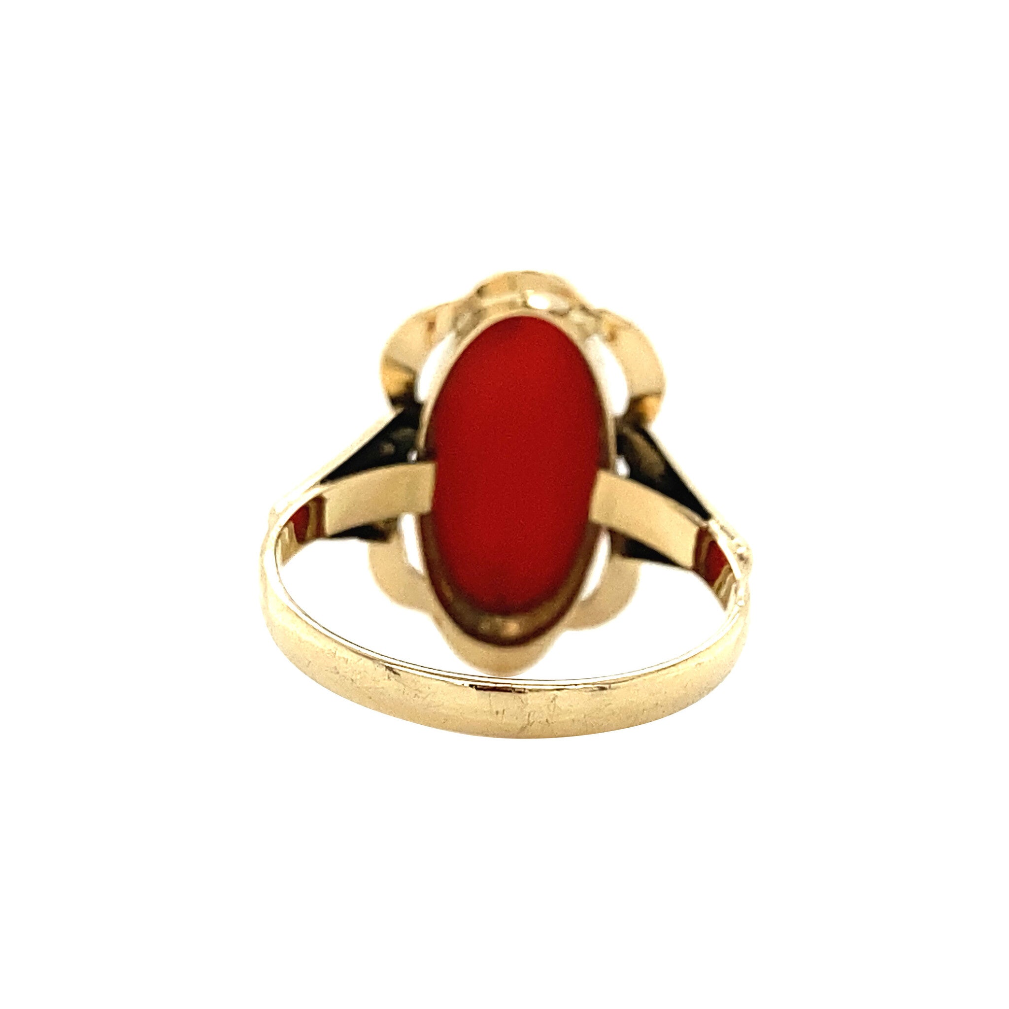 Gold ring with blood coral 14 krt