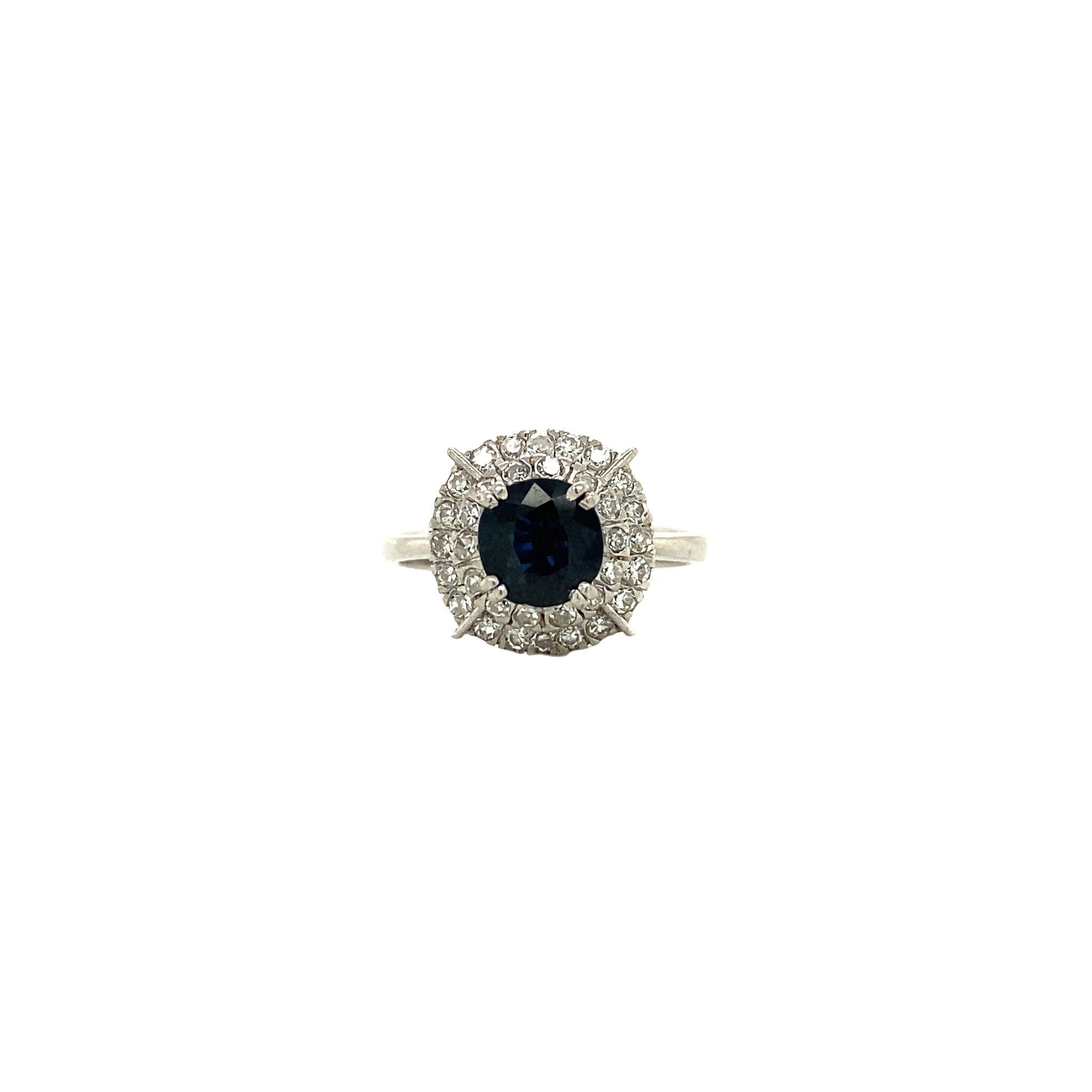 14 kt gold ring with sapphire and diamond