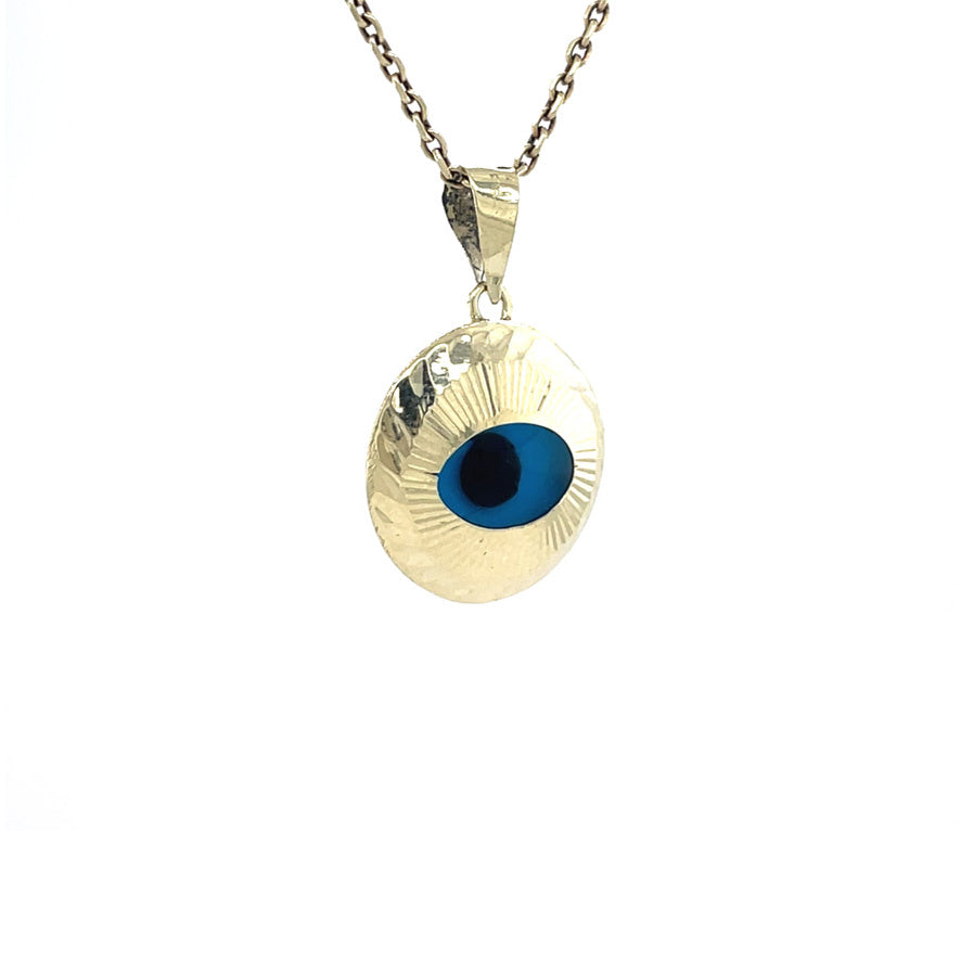Gouden vintage boze oog hanger 14 krt