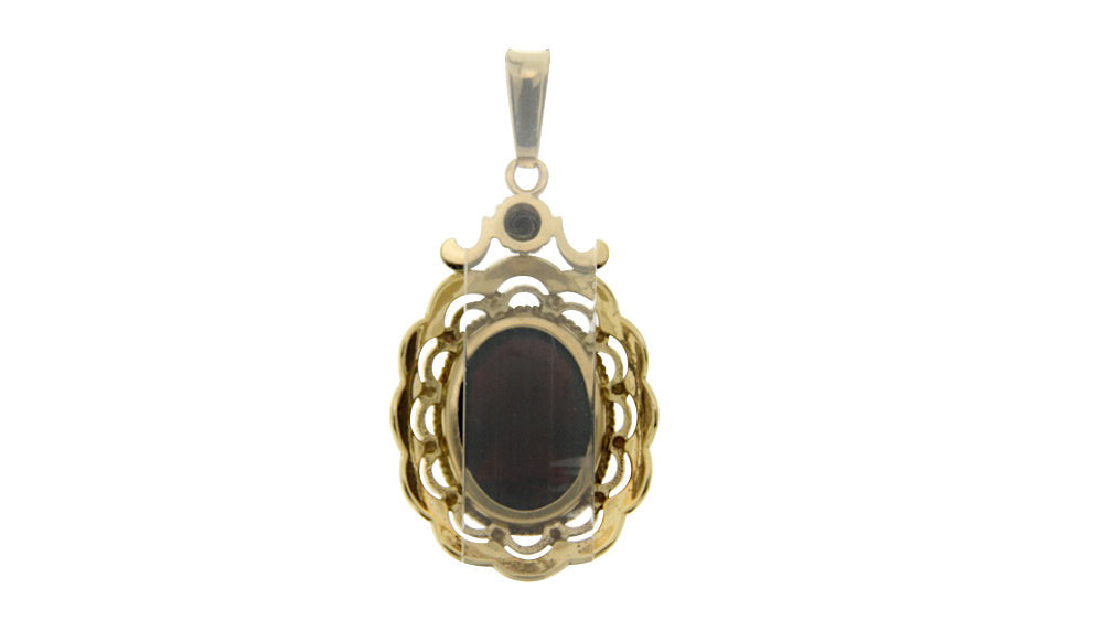 Gouden hanger met granaat 14 krt