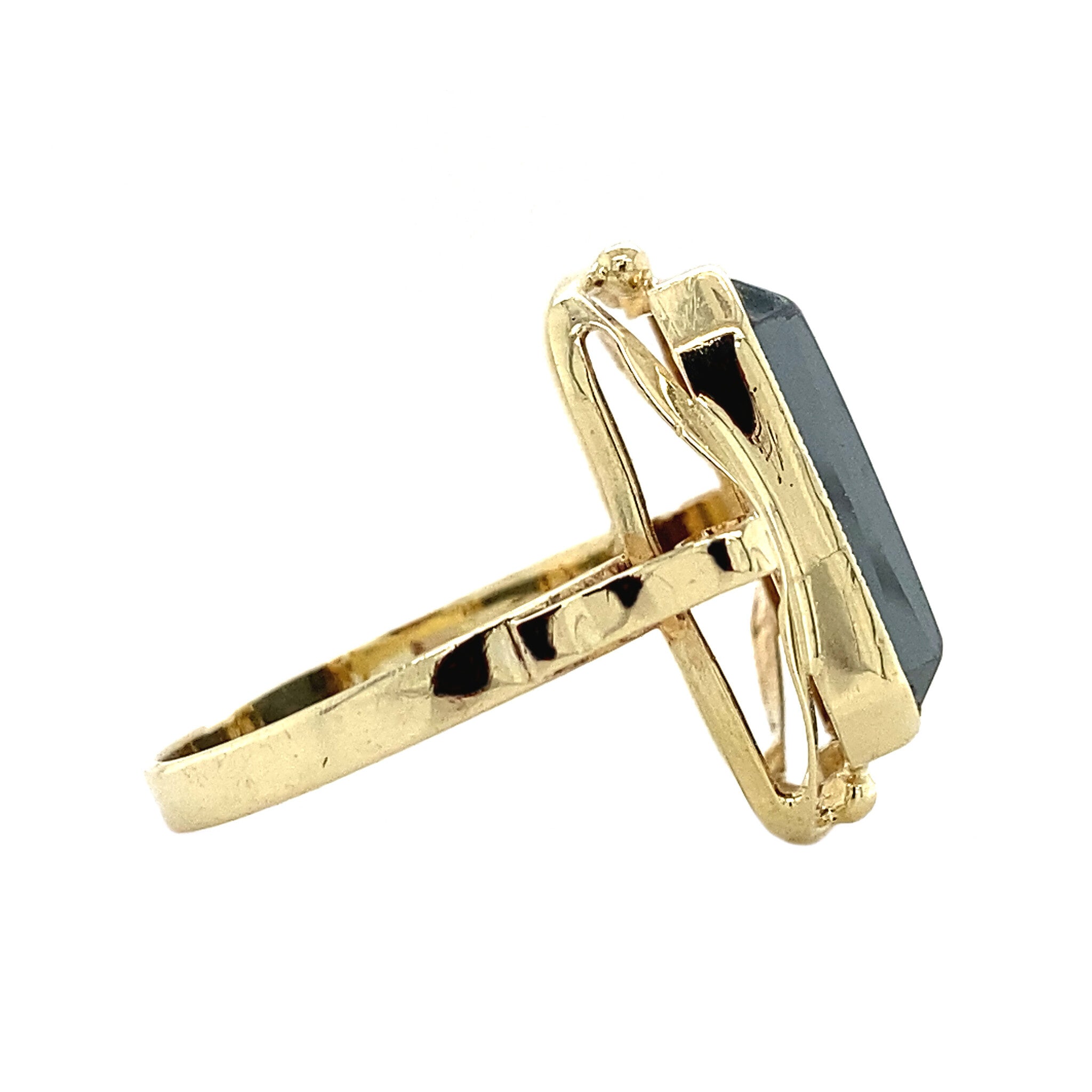 Gouden ring met hematiet 14 krt