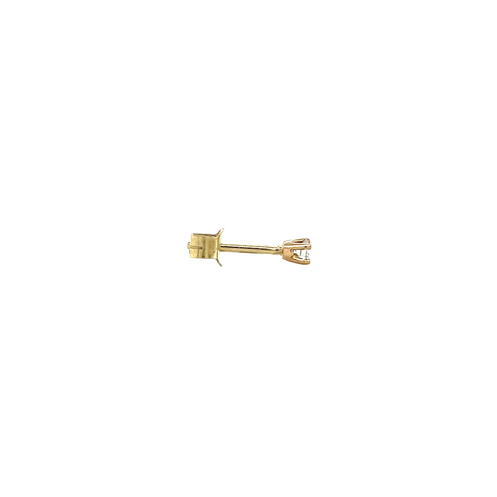 Gouden solitair oorsteker met diamant 14 krt