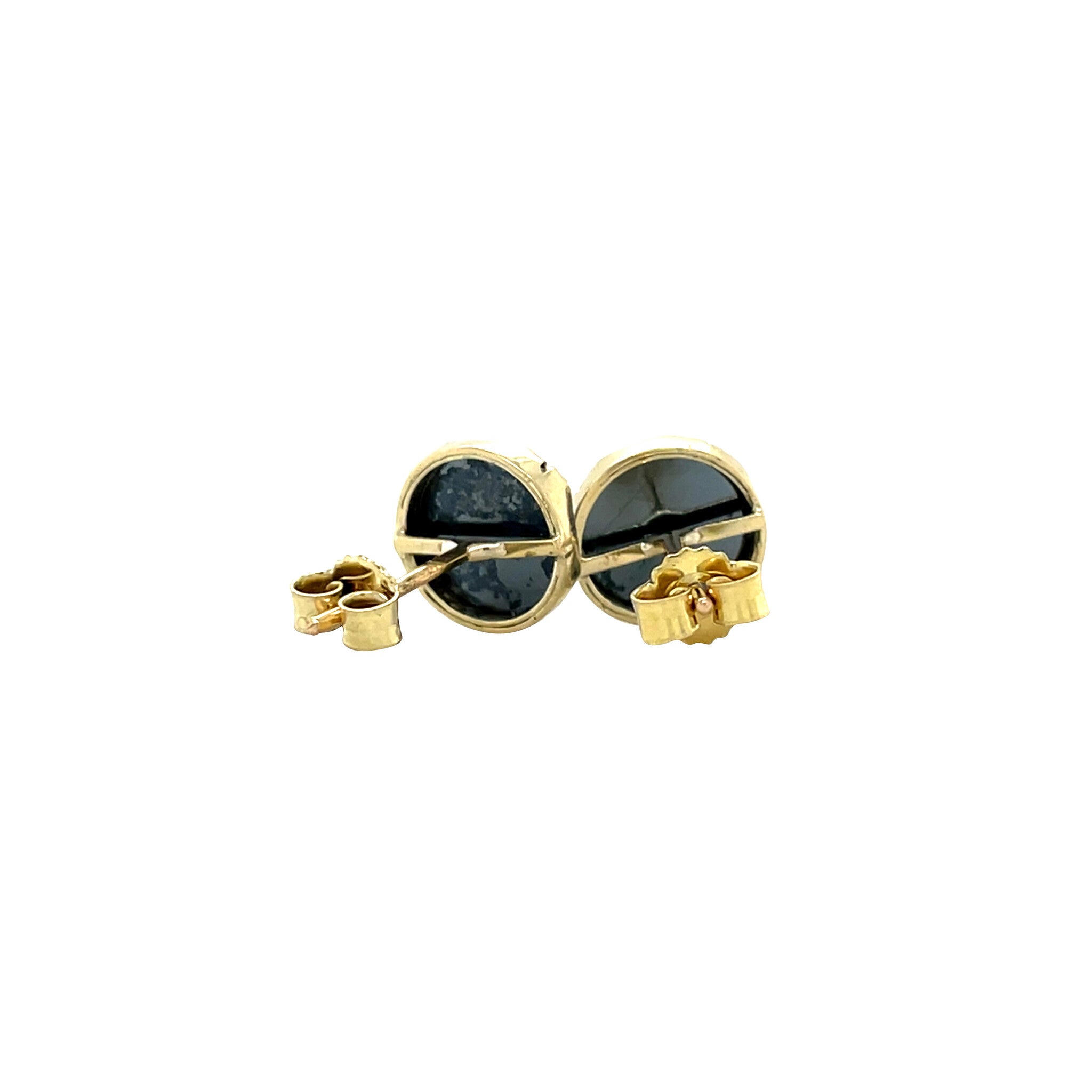 Gouden vintage oorstekers met hematiet 14 krt