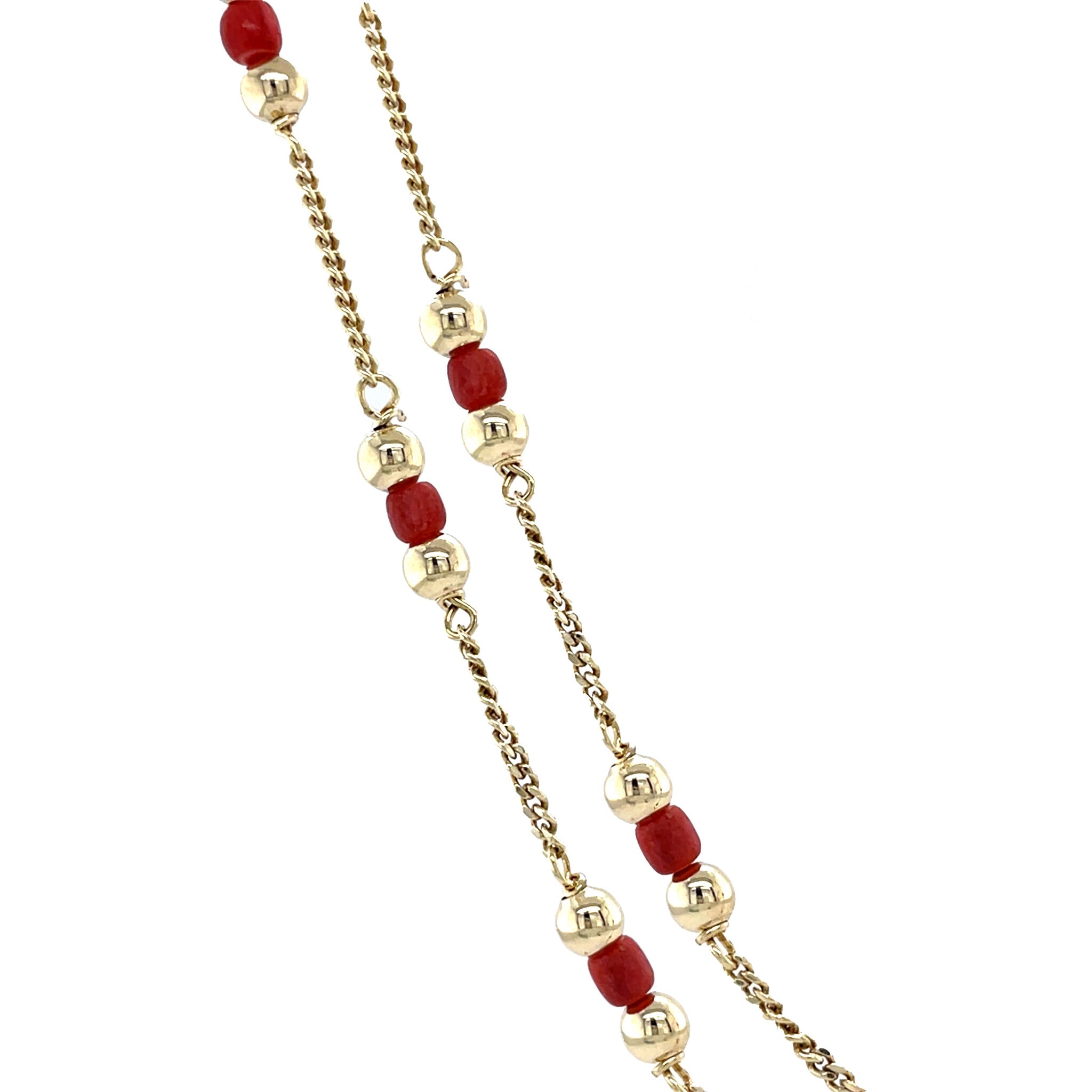 Gouden vintage gourmet collier met bloedkoraal 14 krt