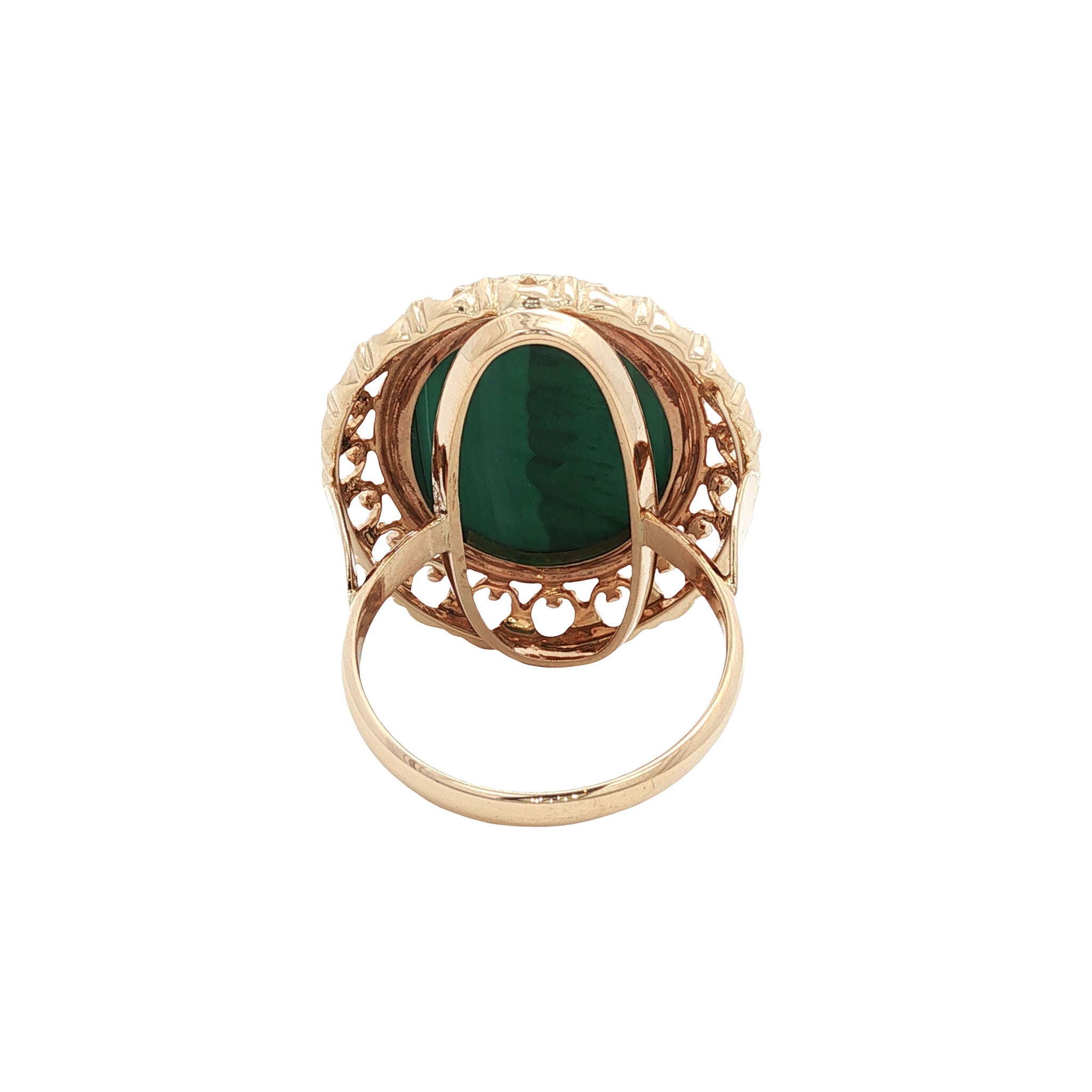 Gouden vintage ring met malachiet 14 kt