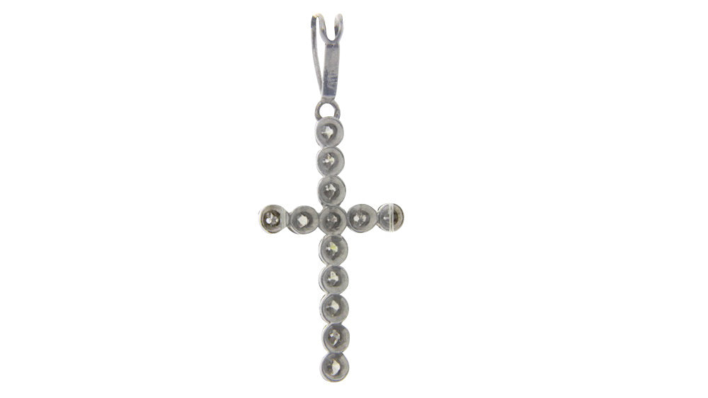 Witgouden kruis hanger met diamant 14 krt