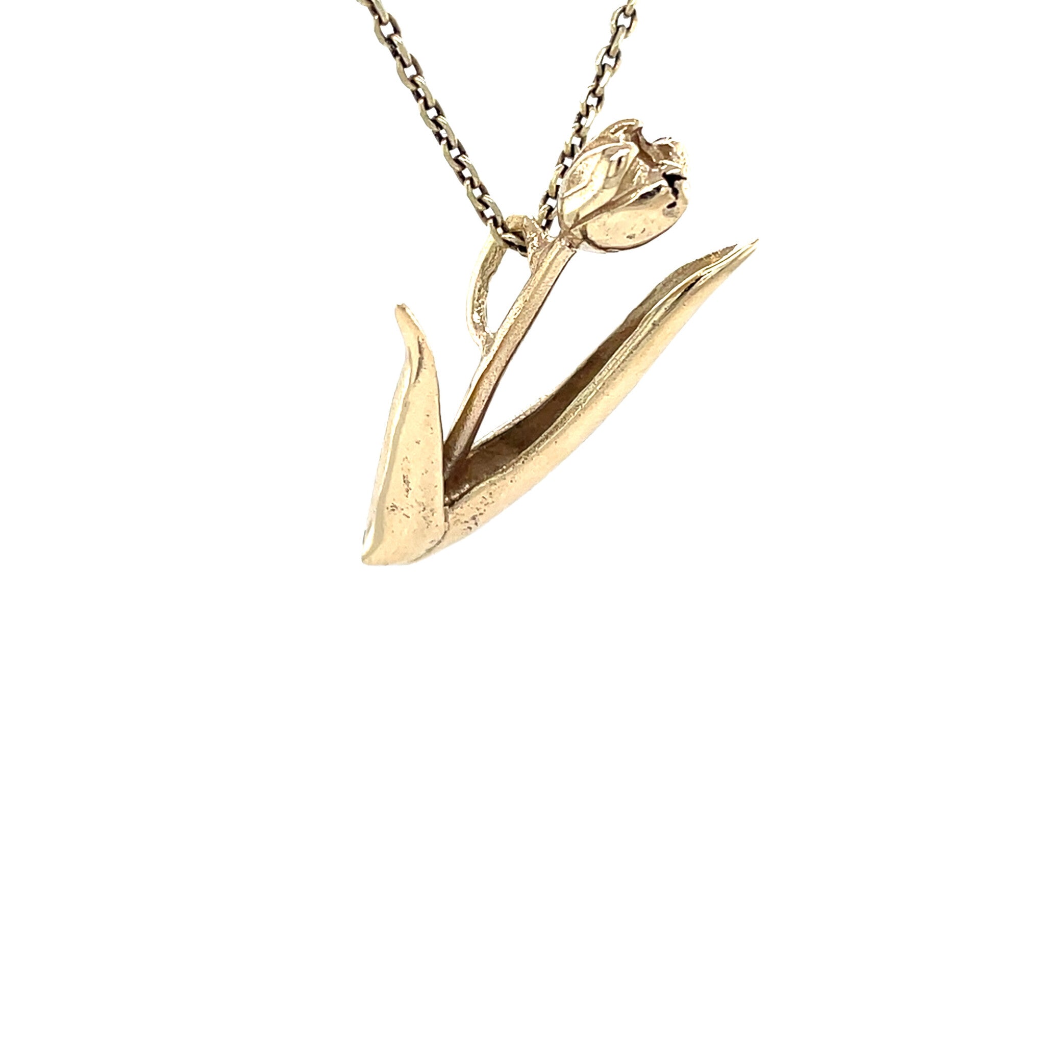 Golden vintage tulip pendant 14 kt