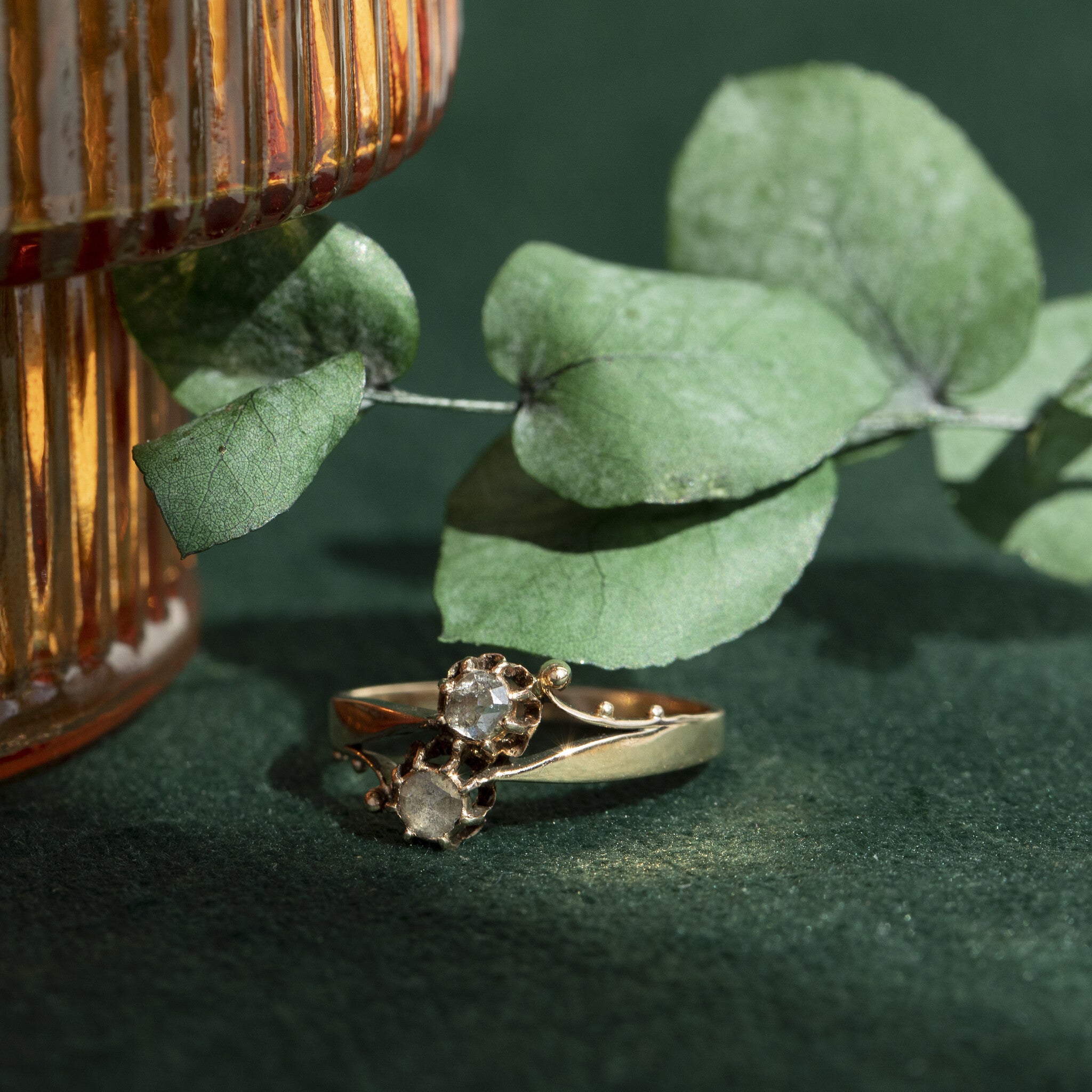 Roségouden ring met roosdiamant 14 krt