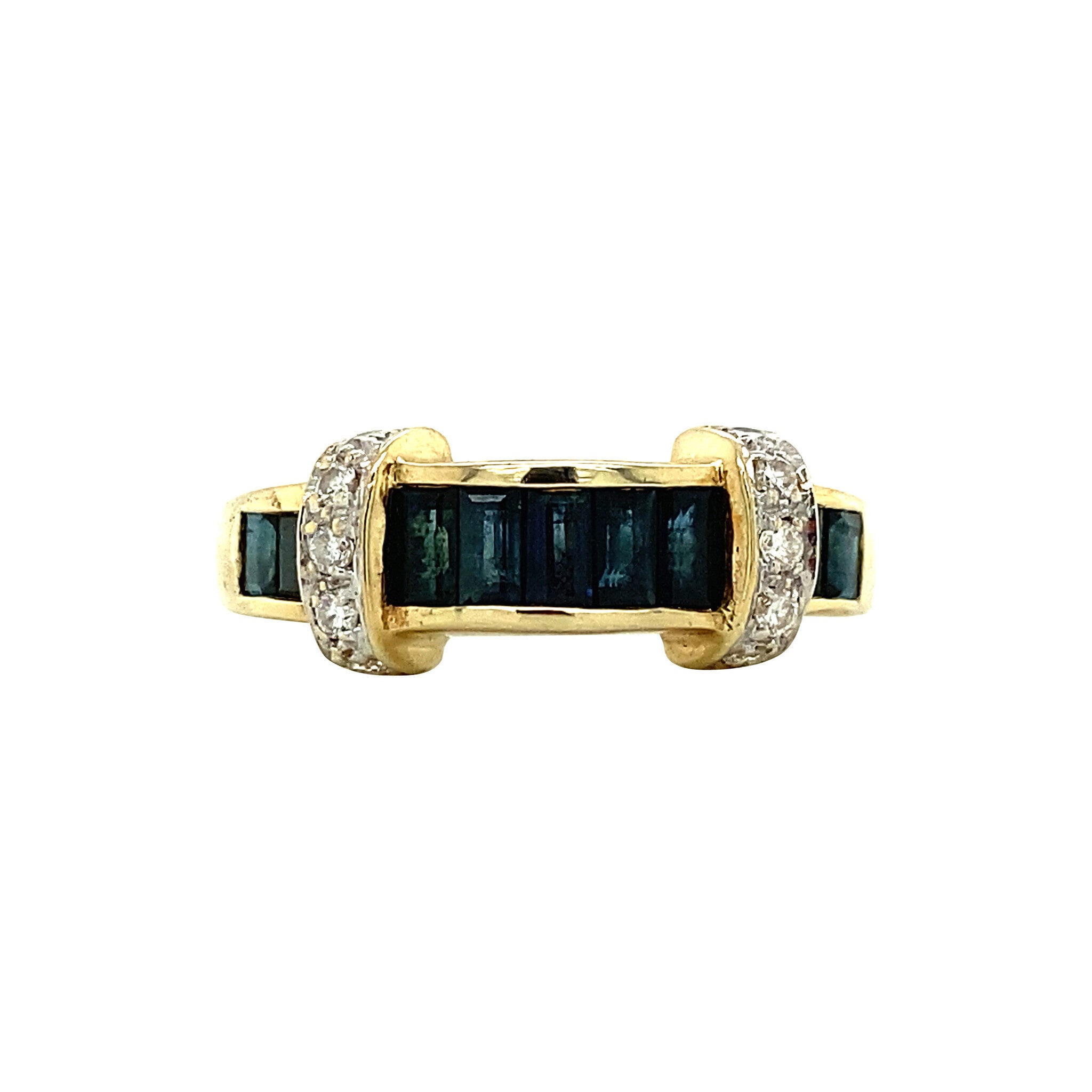 14 kt gold ring with sapphire and diamond