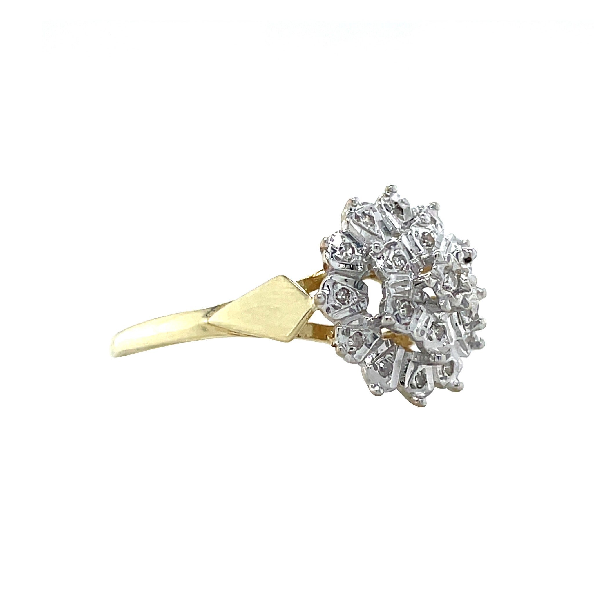 Gold vintage double halo ring with diamond 14 krt