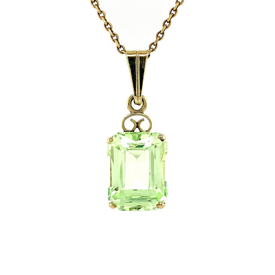 Gouden hanger met groene spinel 14 krt