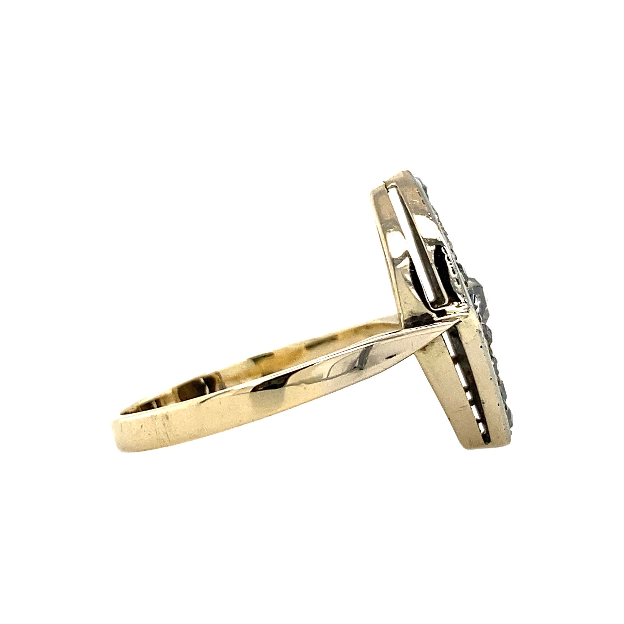 Bicolour gold ring with rose diamond 14 crt