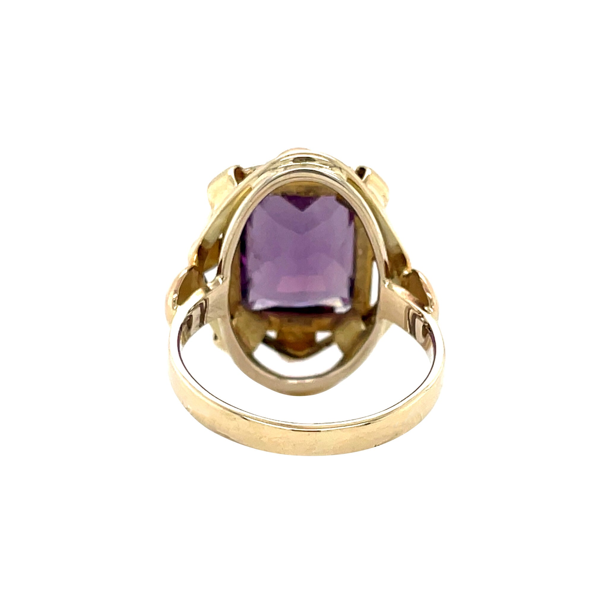 Gouden vintage ring met saffier 14 krt