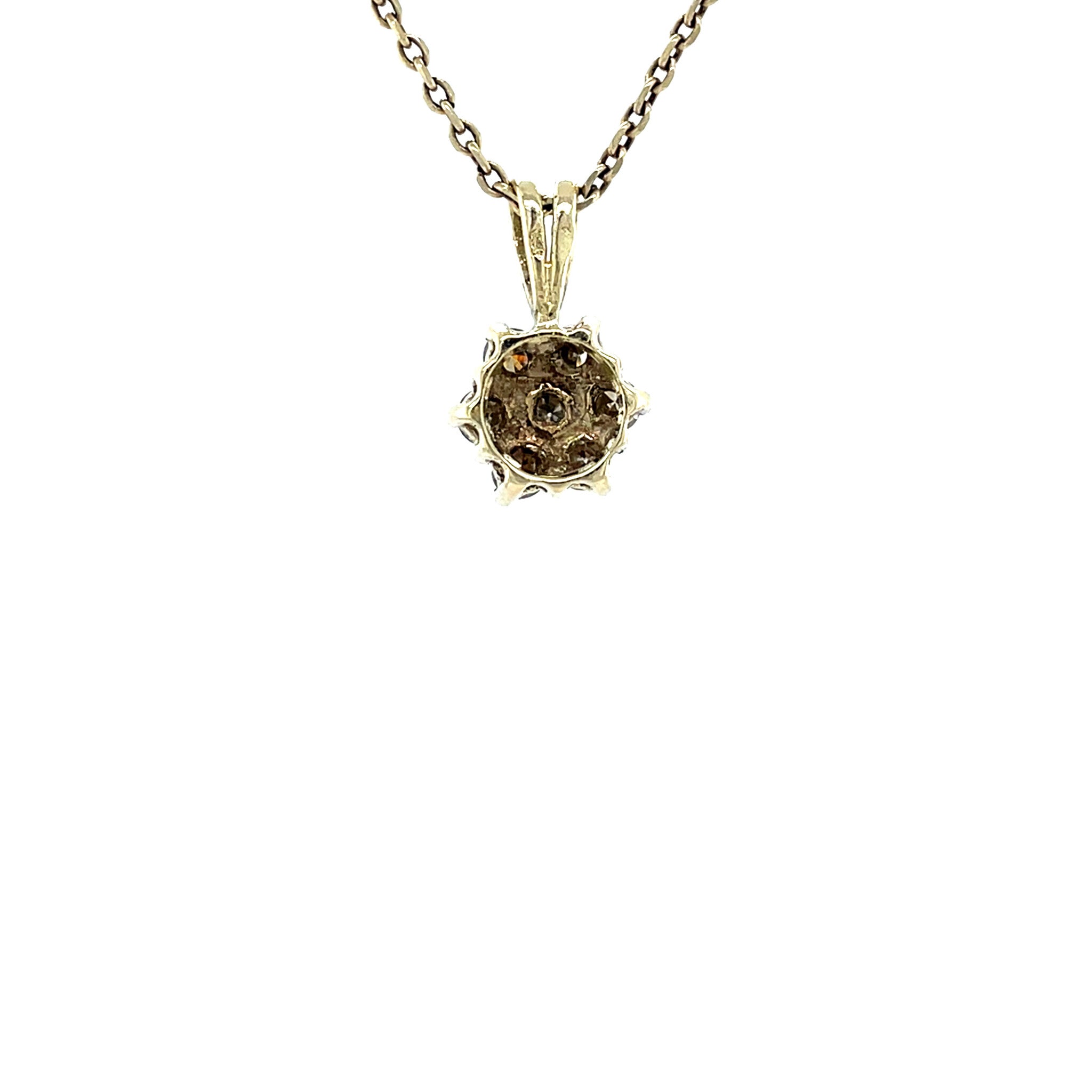 Gouden vintage entourage hanger met diamant 14 krt