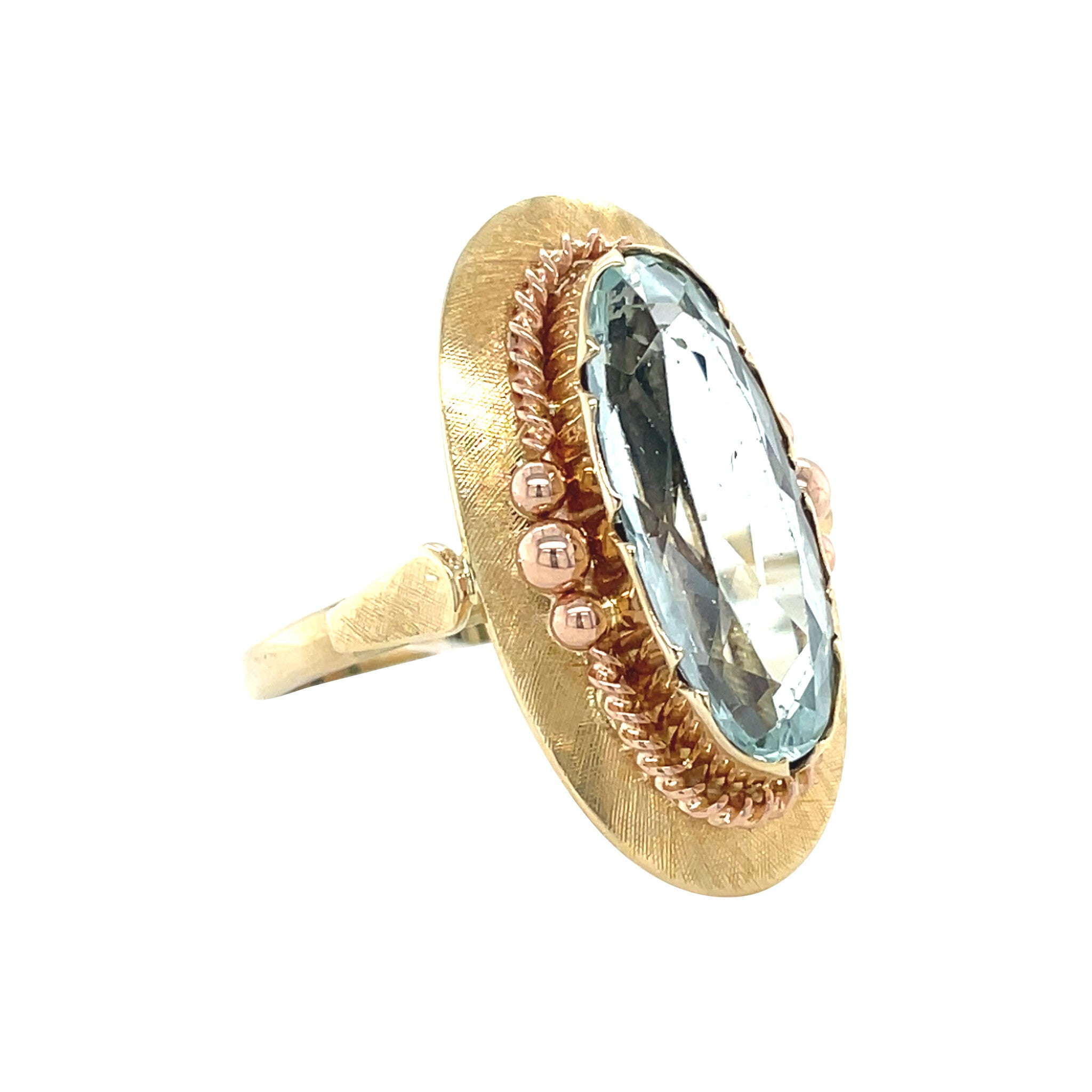 Gouden vintage ring met aquamarijn 14 kt