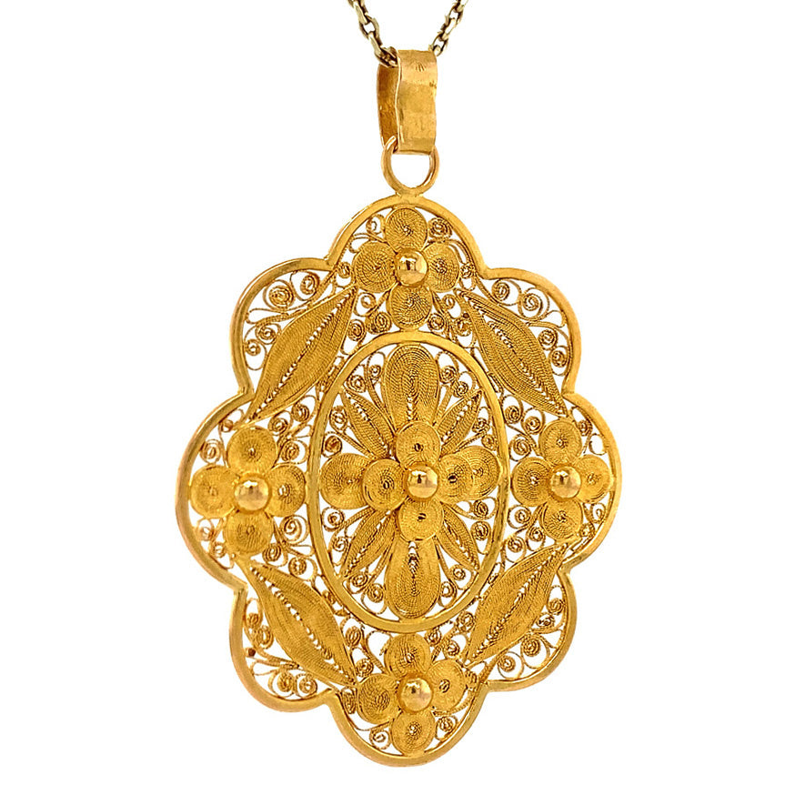 Gold pendant filigree 20 krt