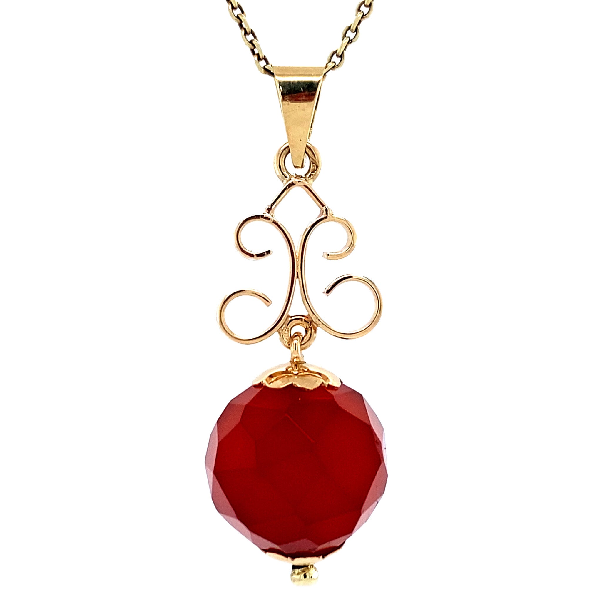 Gold pendant with carnelian 14 kt