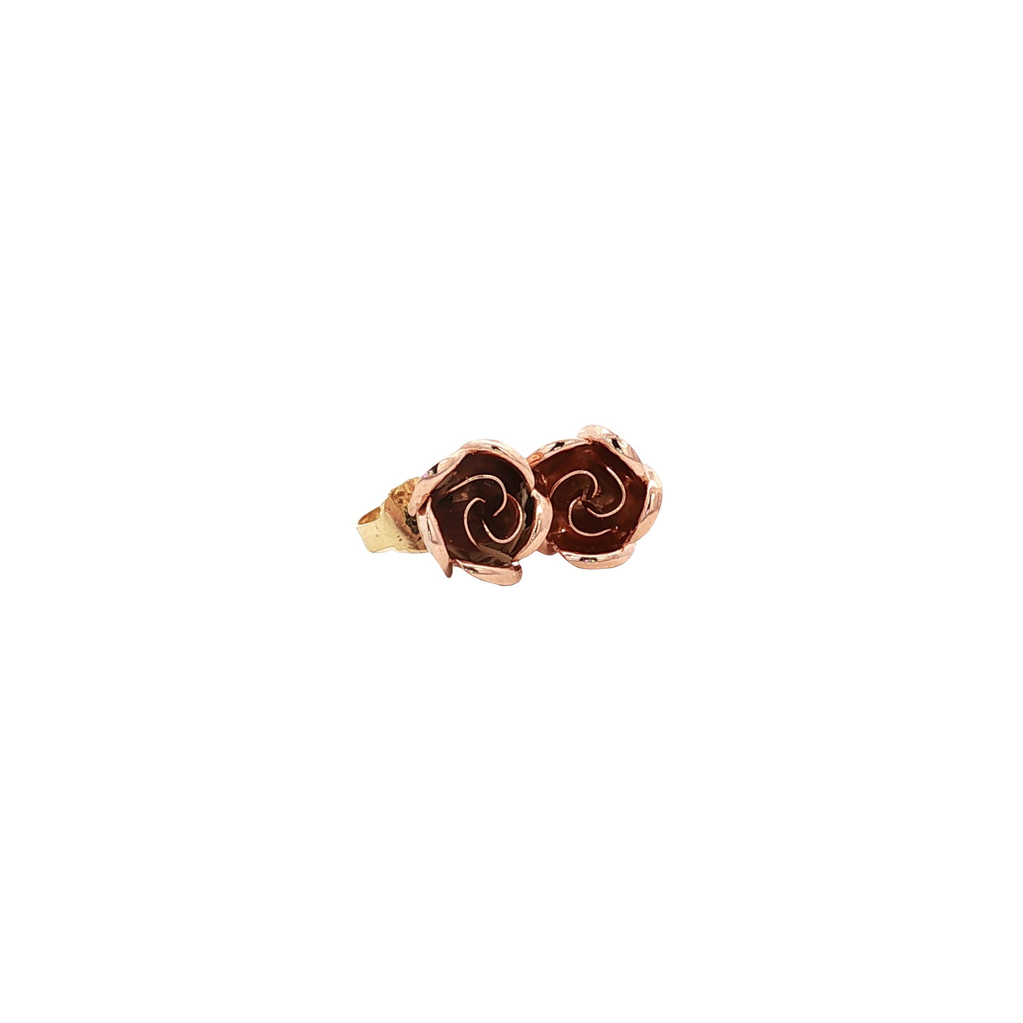 Bicolour gold vintage rose stud earrings 14 kt