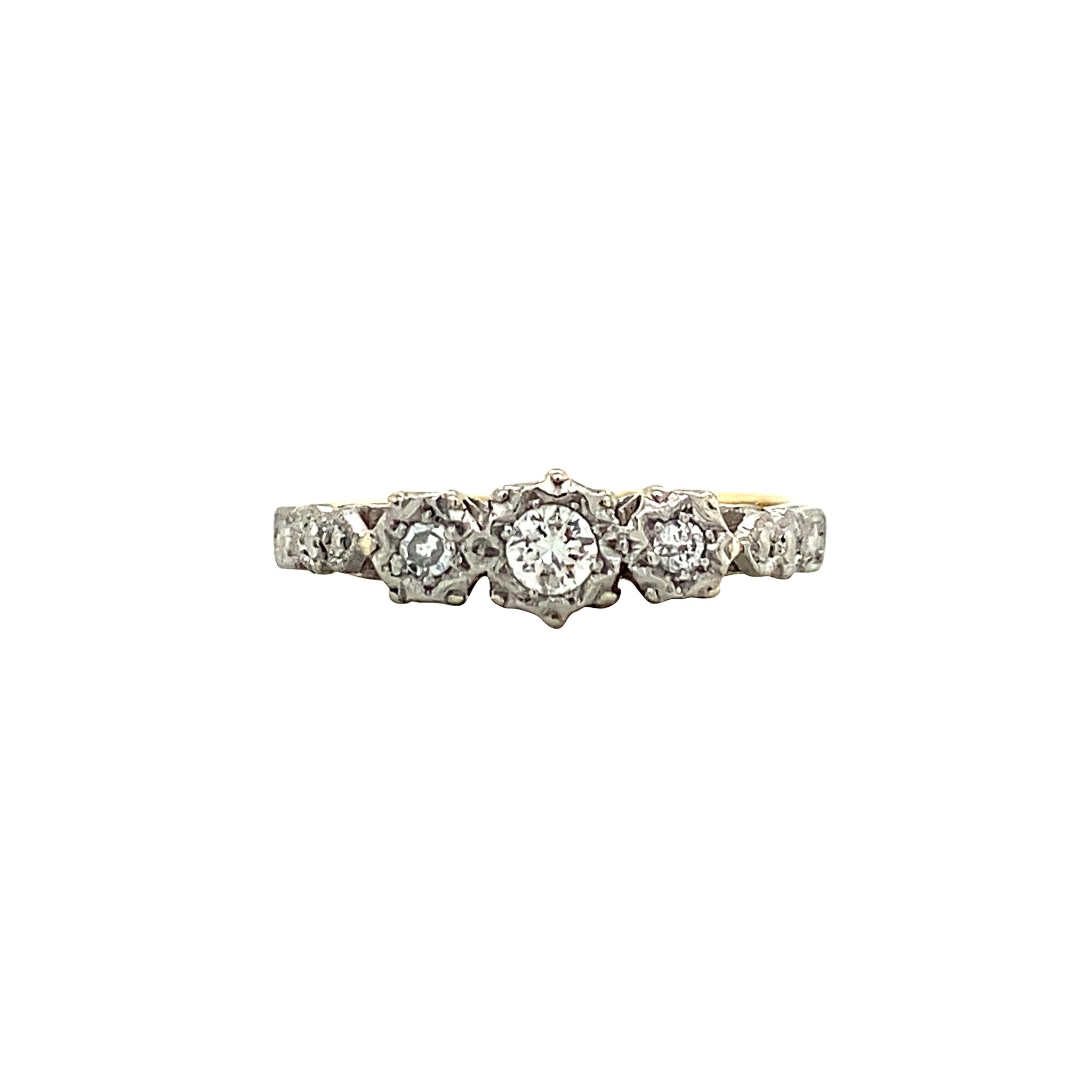 Diamond row ring, 9 kt