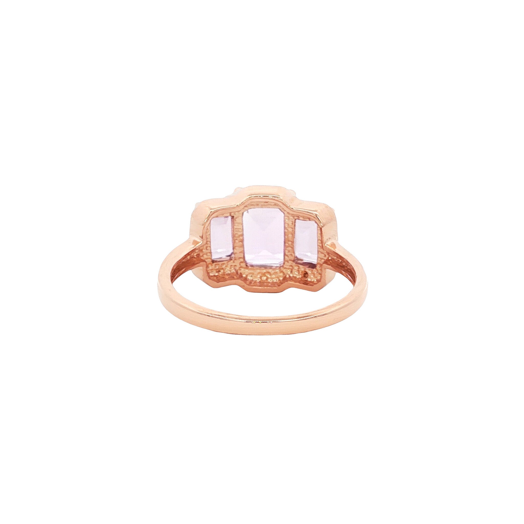 Ring with amethyst and diamond, 9 kt