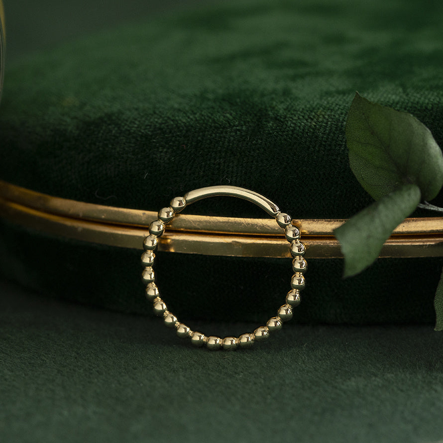 Vintage gold bead ring 14 kt