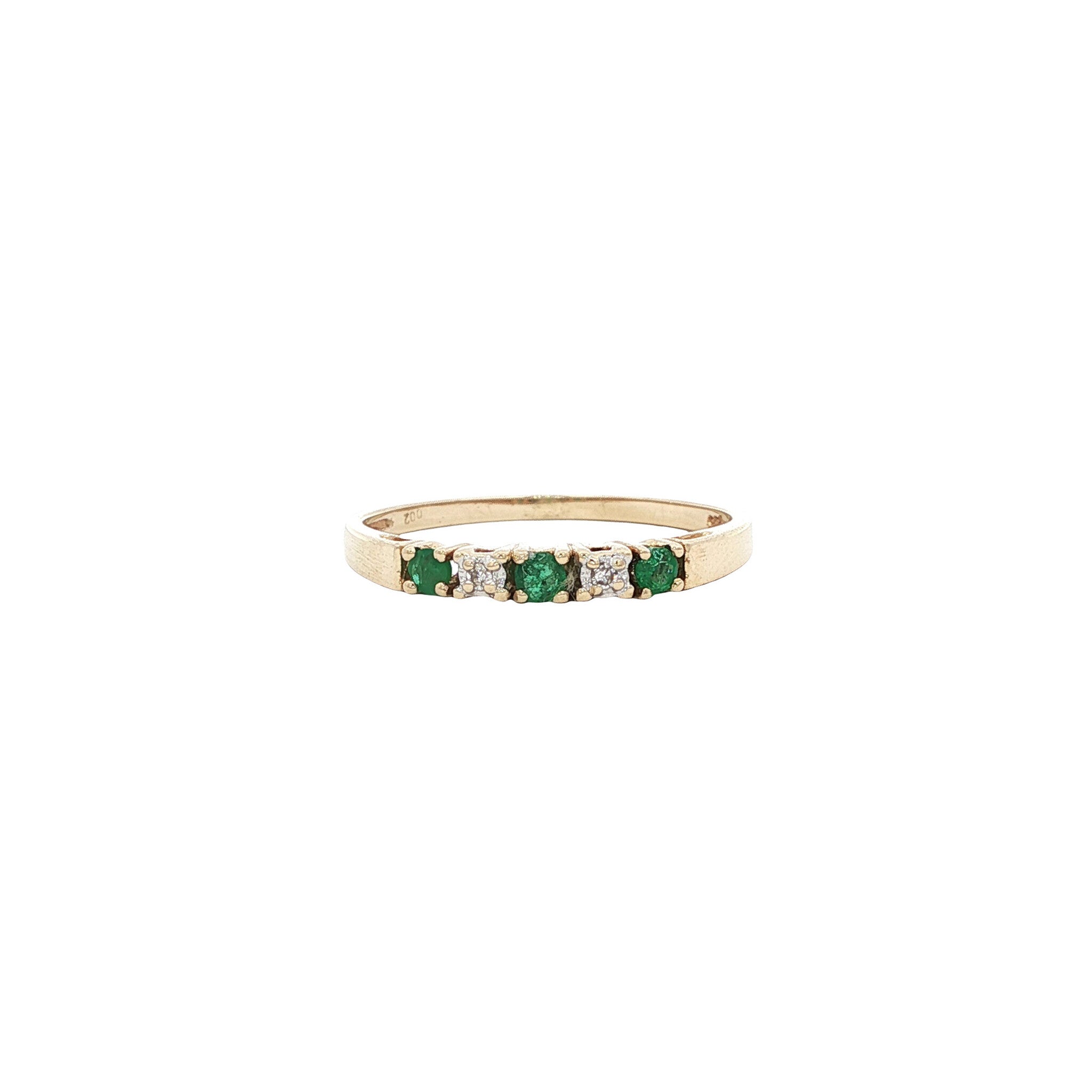 Gold ring with emerald and diamond 14 kt
