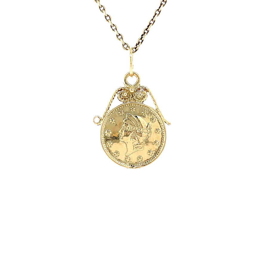 14 kt gold vintage coin pendant