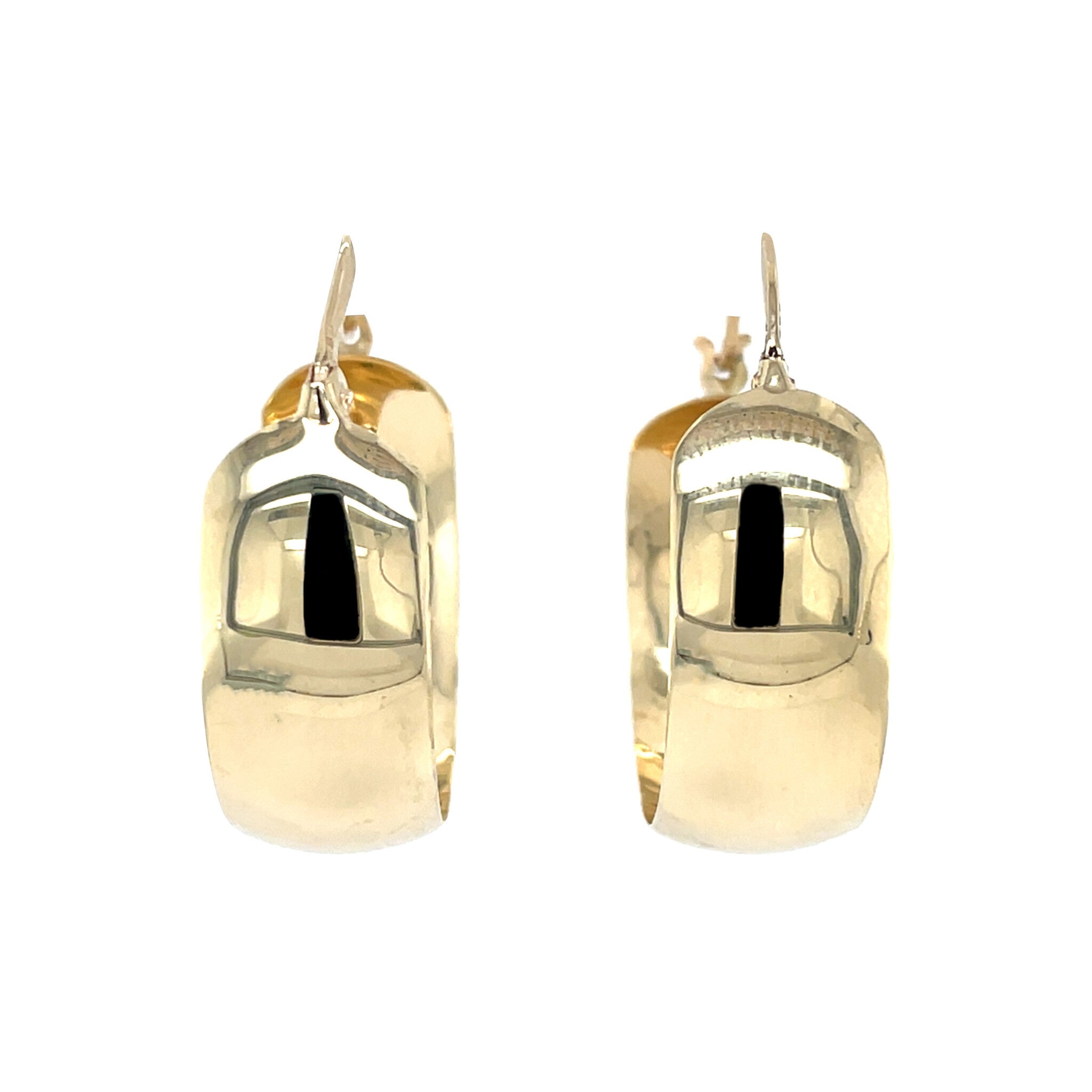 Vintage smooth gold hoop earrings, 14 kt