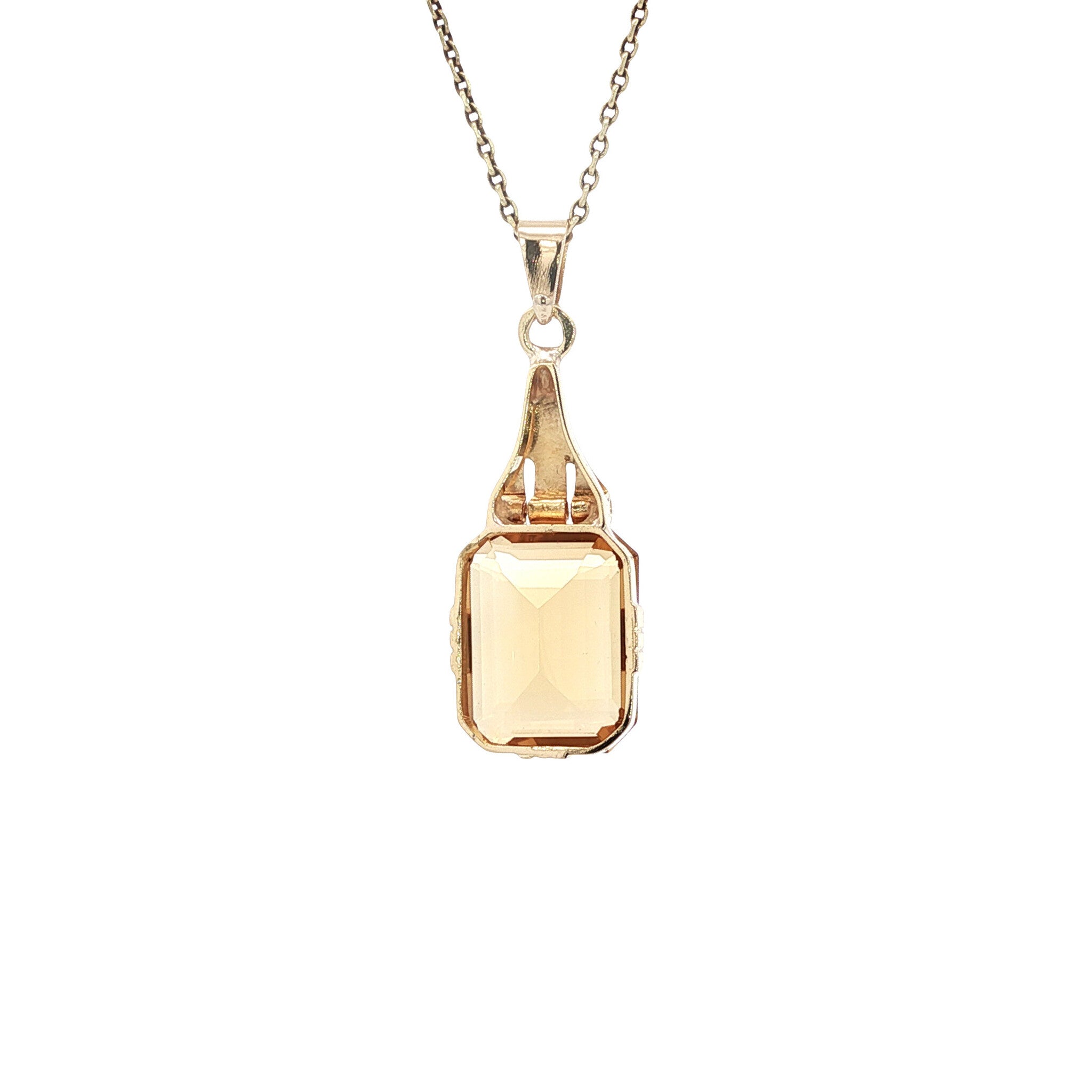 Gouden vintage hanger met citrien 14 kt