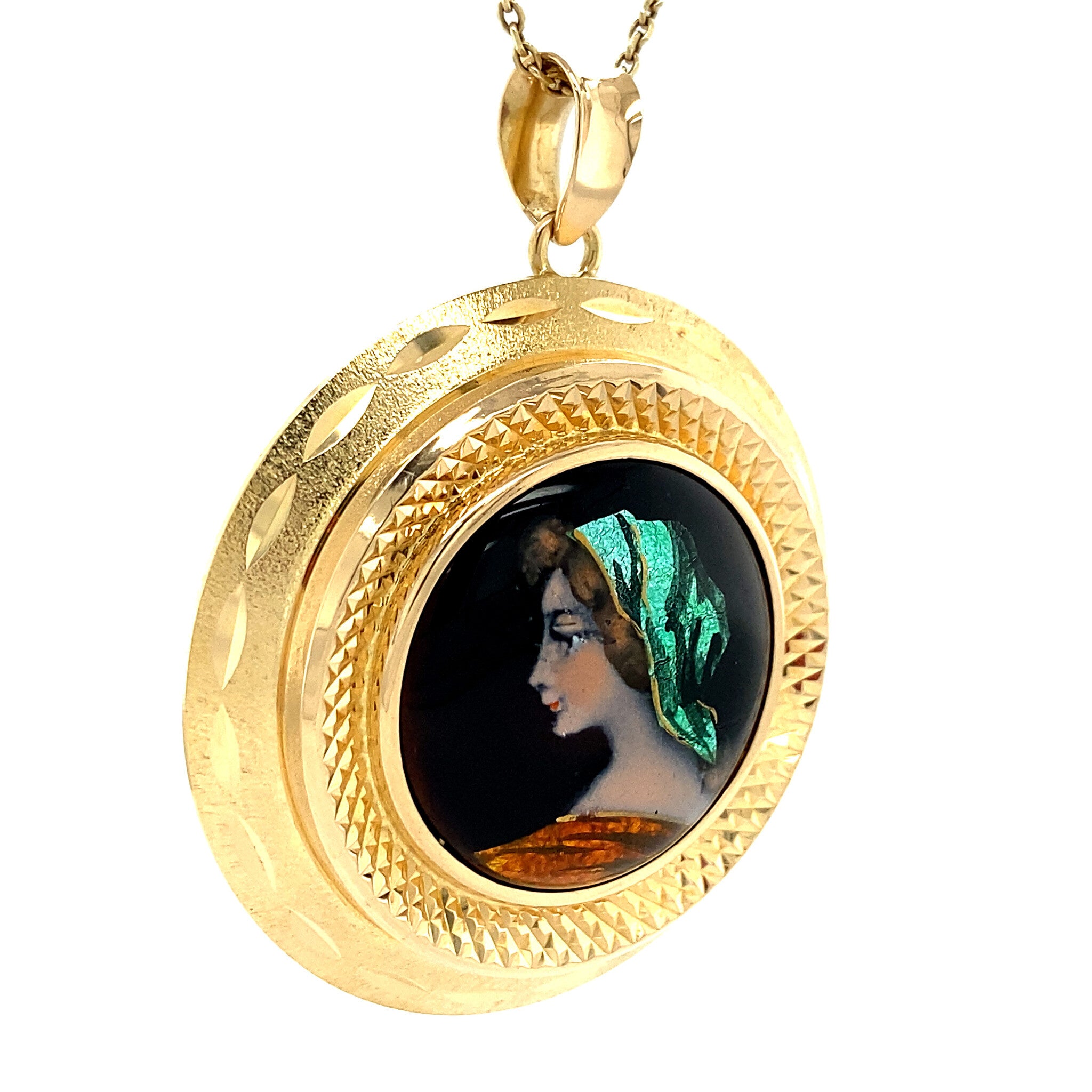 Gouden hanger met emaille 18 krt