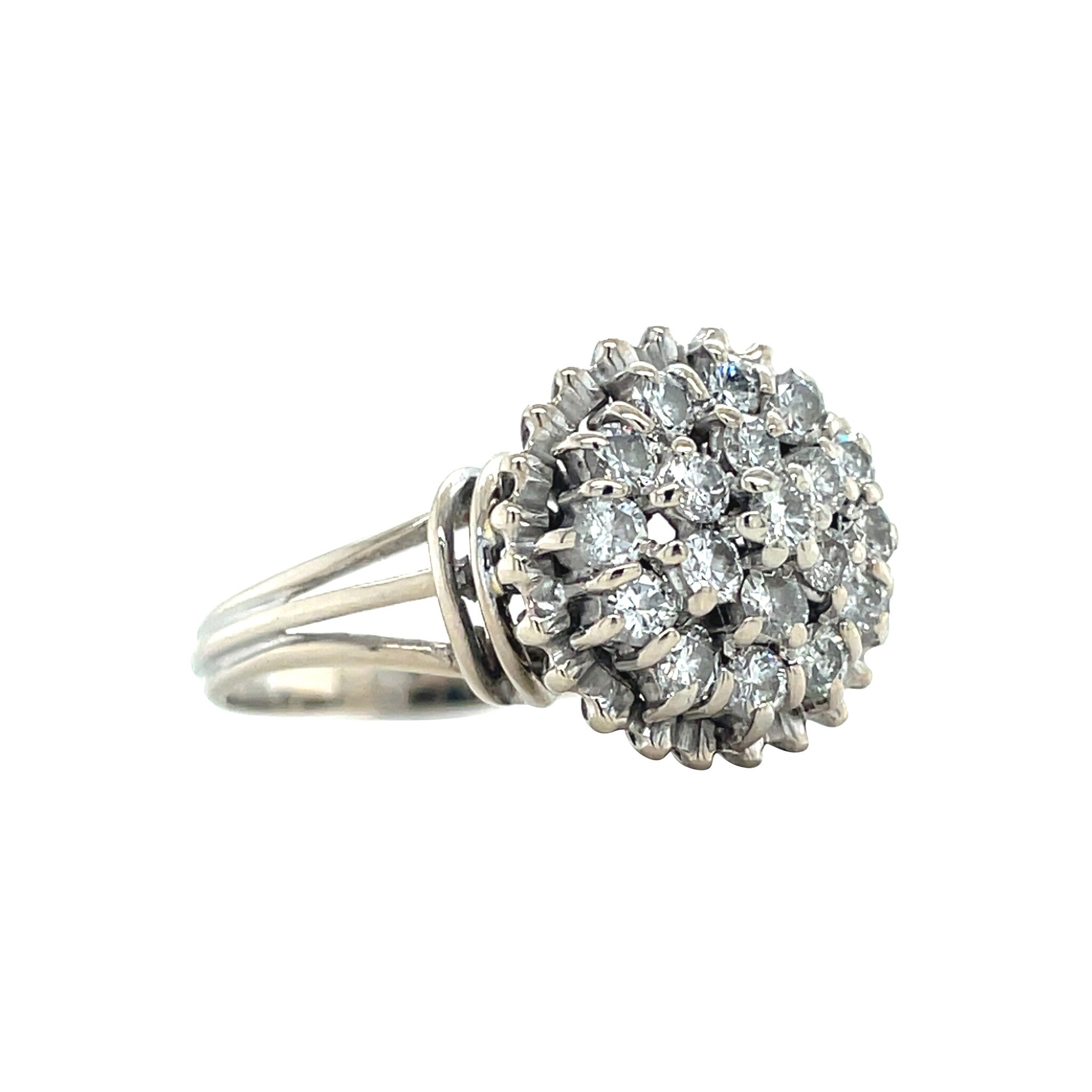 Witgouden vintage entourage ring met diamant 14 kt