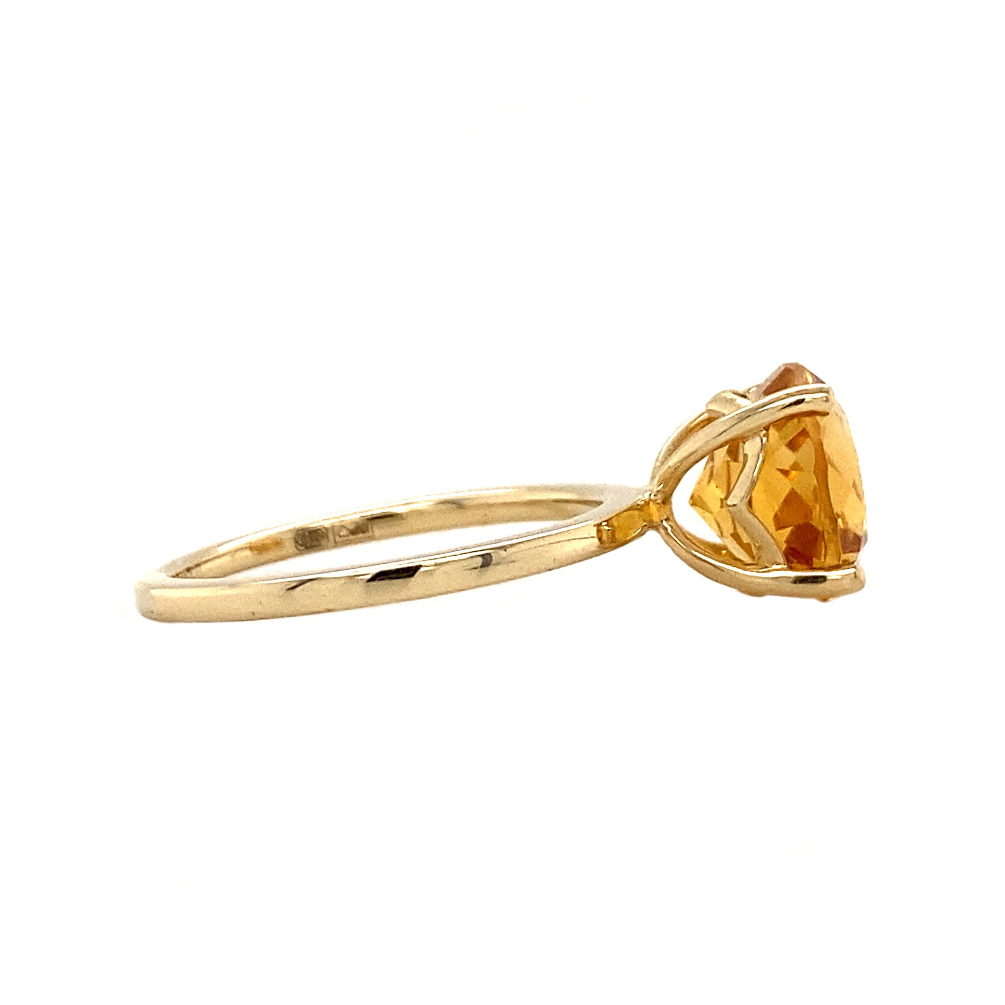 14 kt gold solitaire ring with citrine