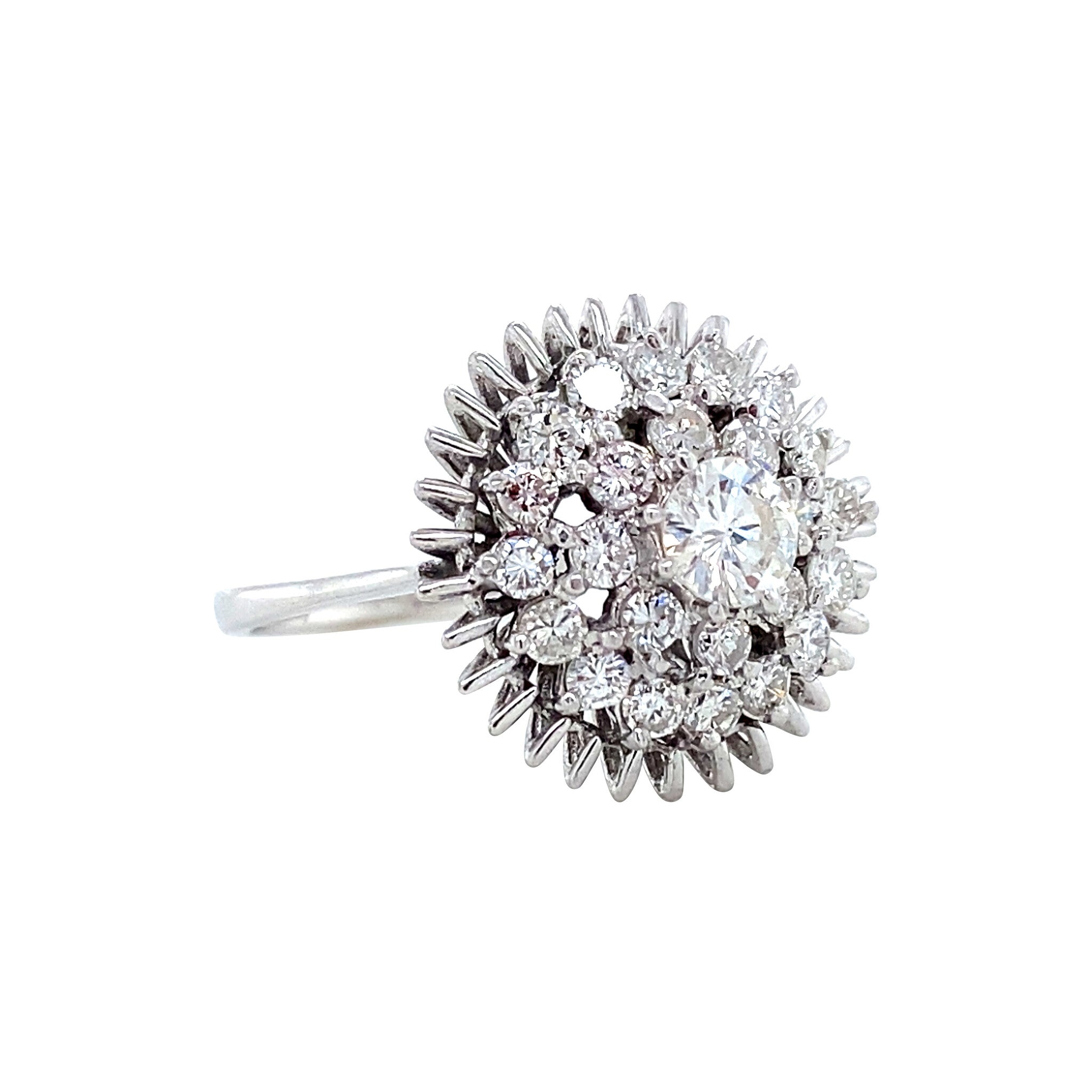 Witgouden vintage dubbele entourage ring met diamant 18 krt