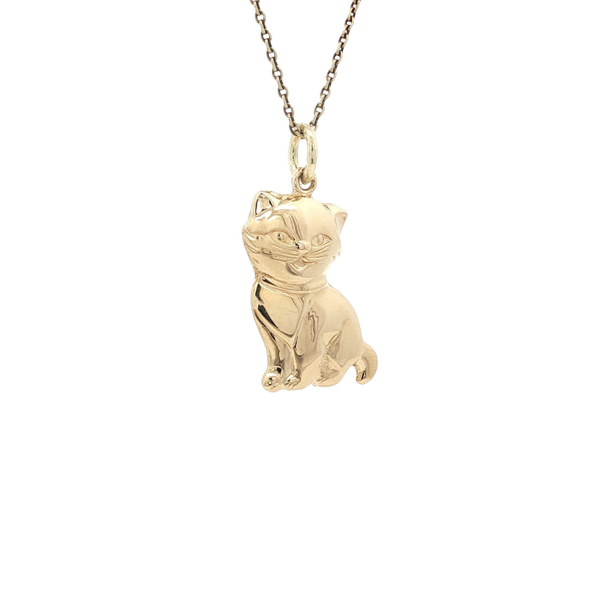 Gouden vintage kat hanger 14 kt