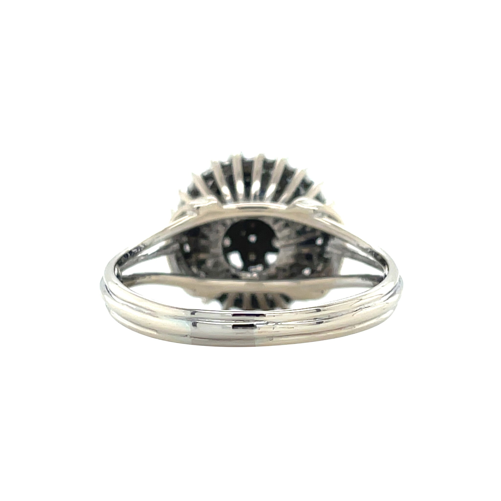 Witgouden vintage entourage ring met diamant 14 kt