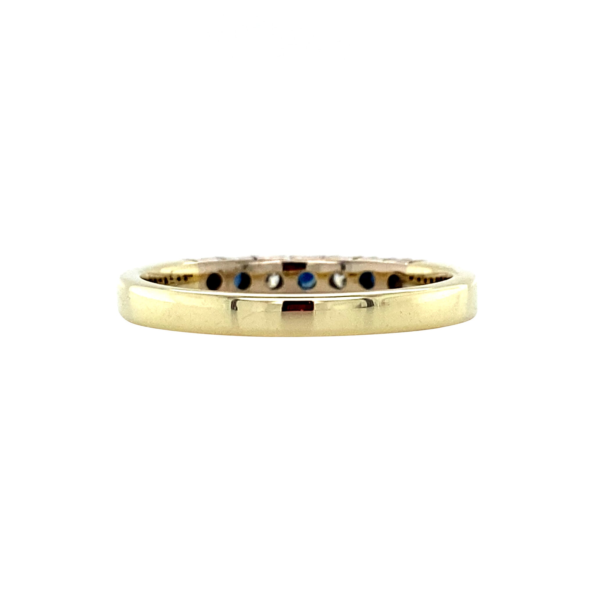 Gouden ring met saffier en diamant 14 krt