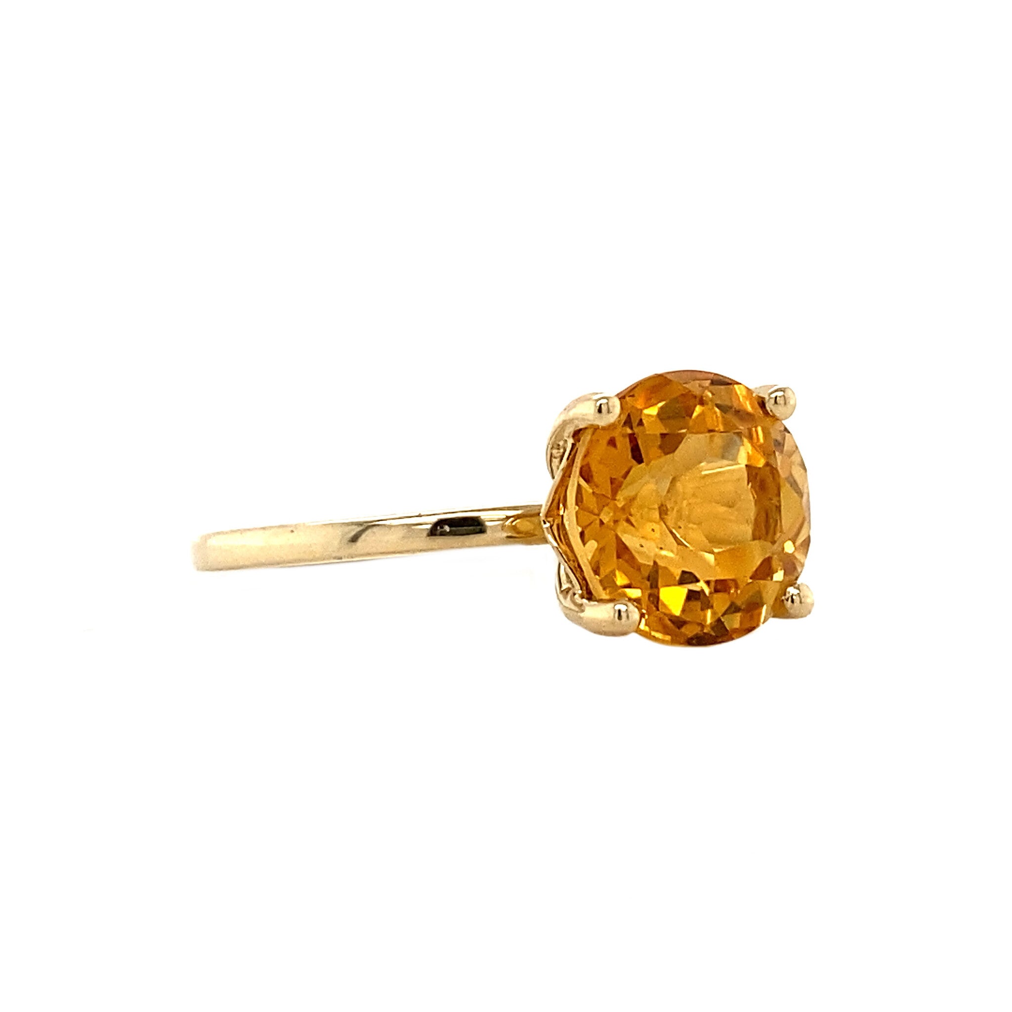 14 kt gold solitaire ring with citrine
