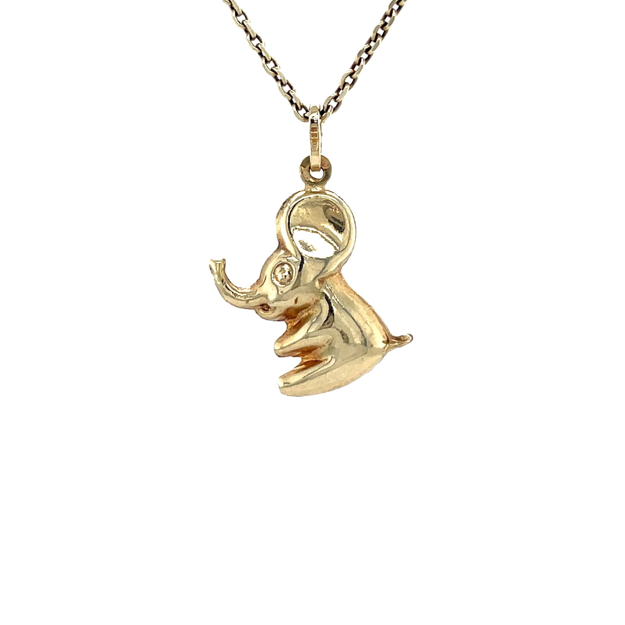 Vintage gold elephant pendant 14 kt
