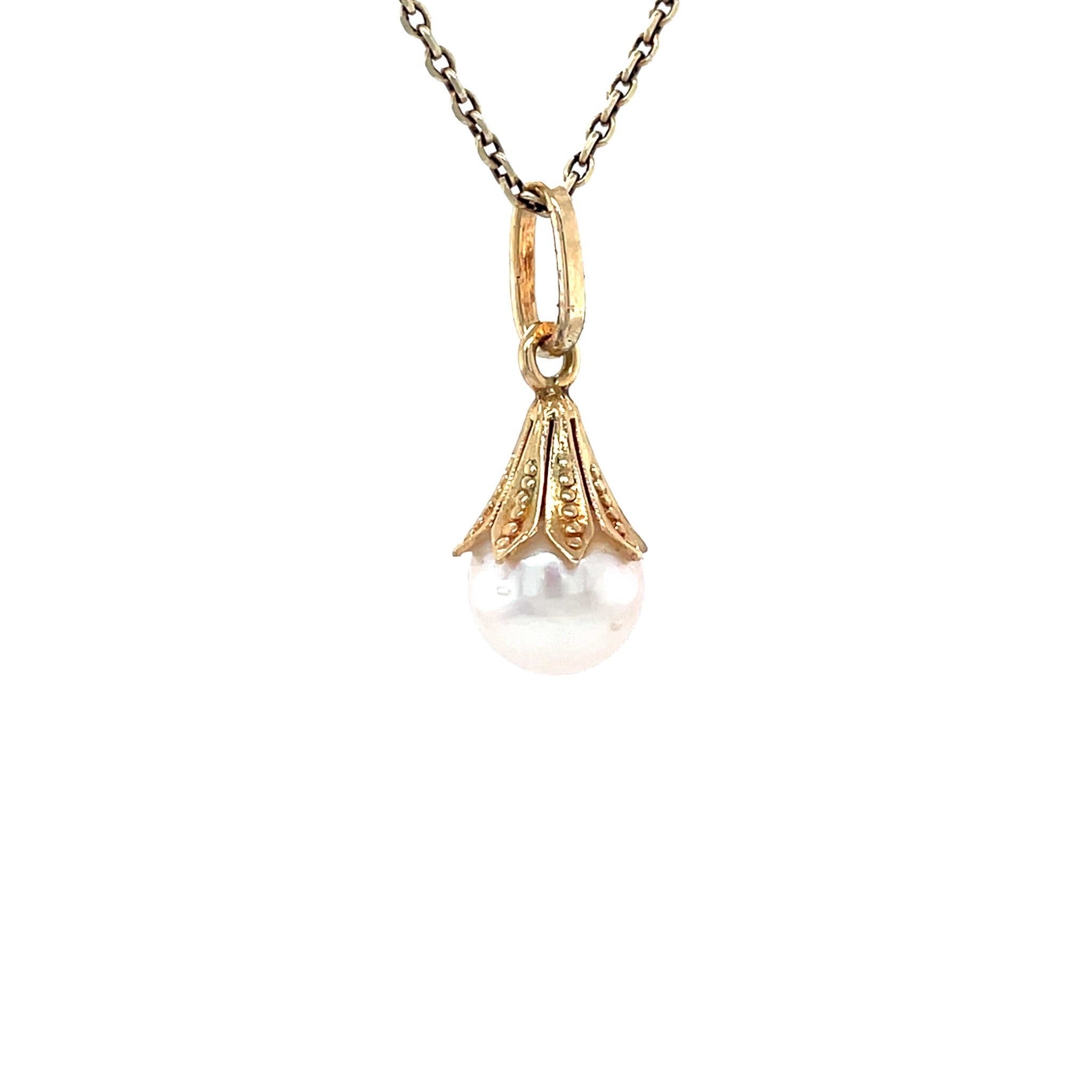 Vintage 14 kt gold pendant with pearl