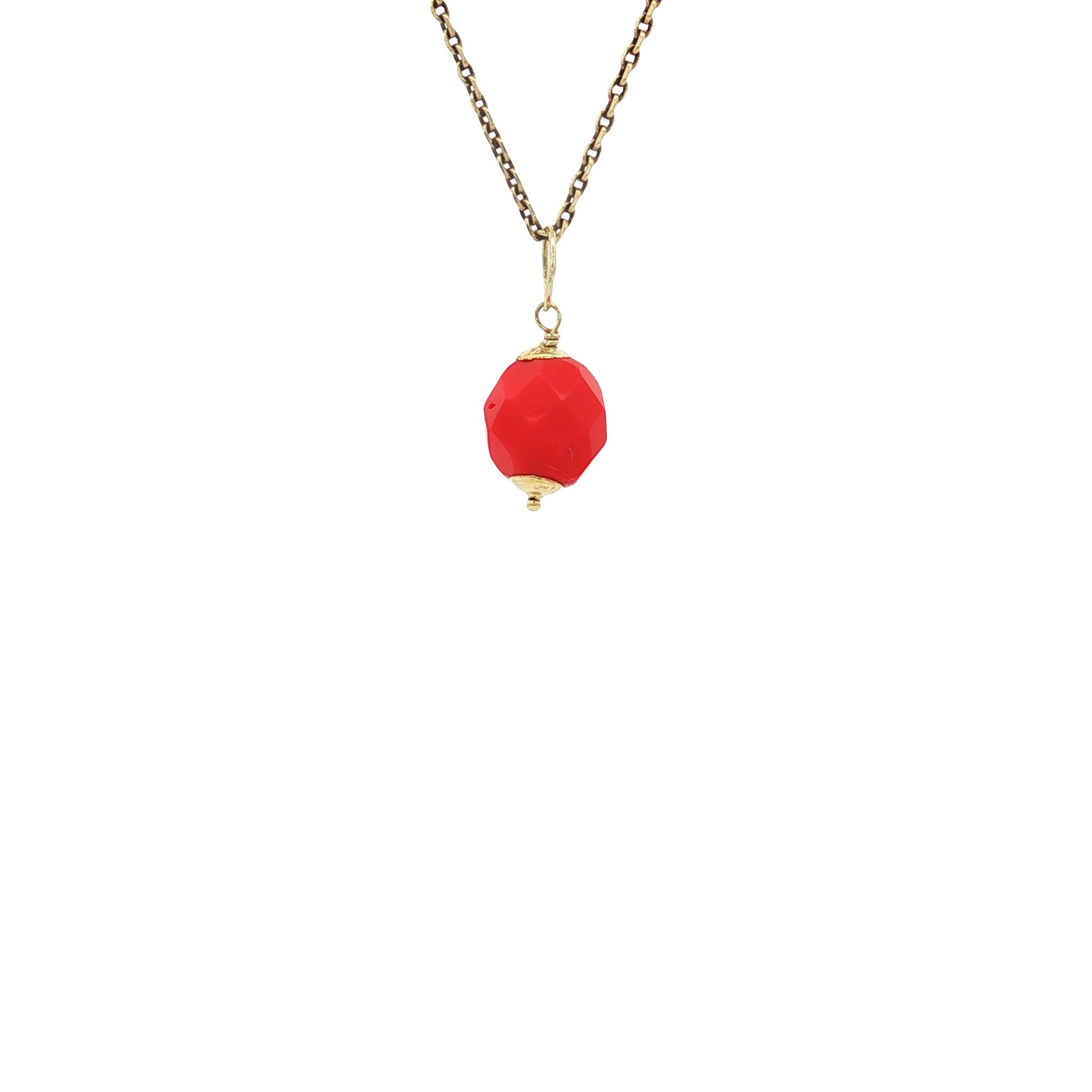 Vintage gold pendant with colored stone, 14 kt