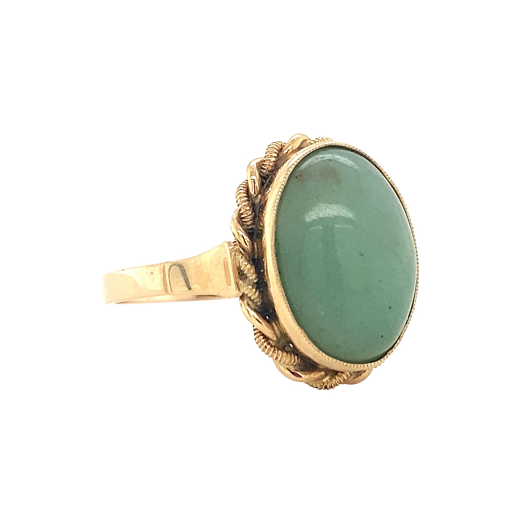 Gouden ring met jade 14 krt