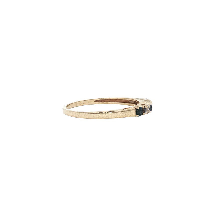 Gouden ring met saffier en diamant 14 kt