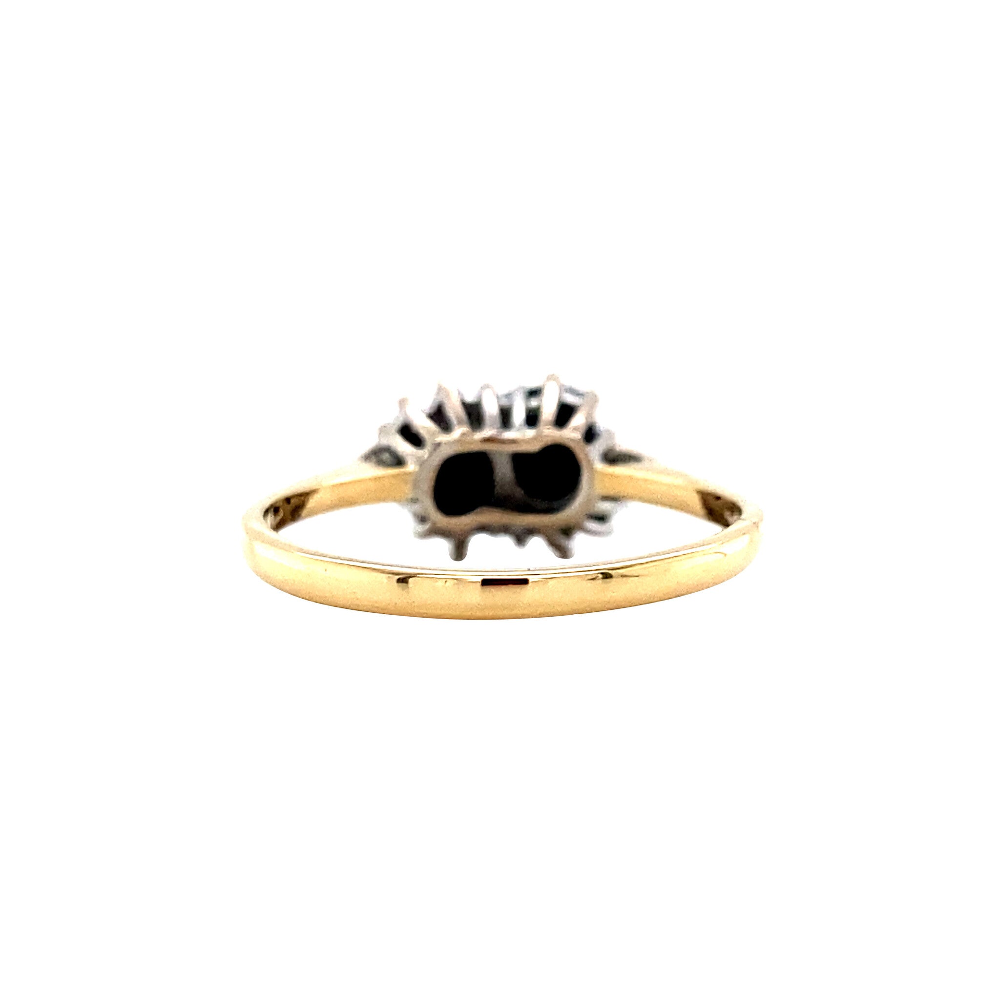 Gold ring with sapphire and diamond 18 krt