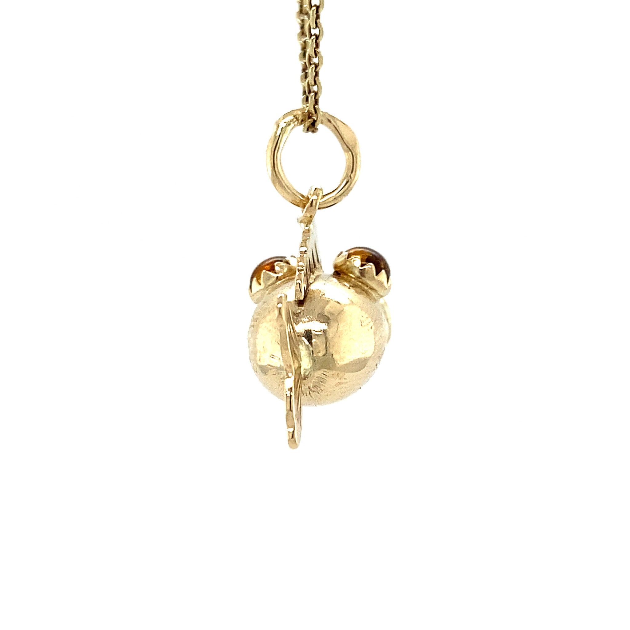 Gold pendant fish with yellow glass 14 krt