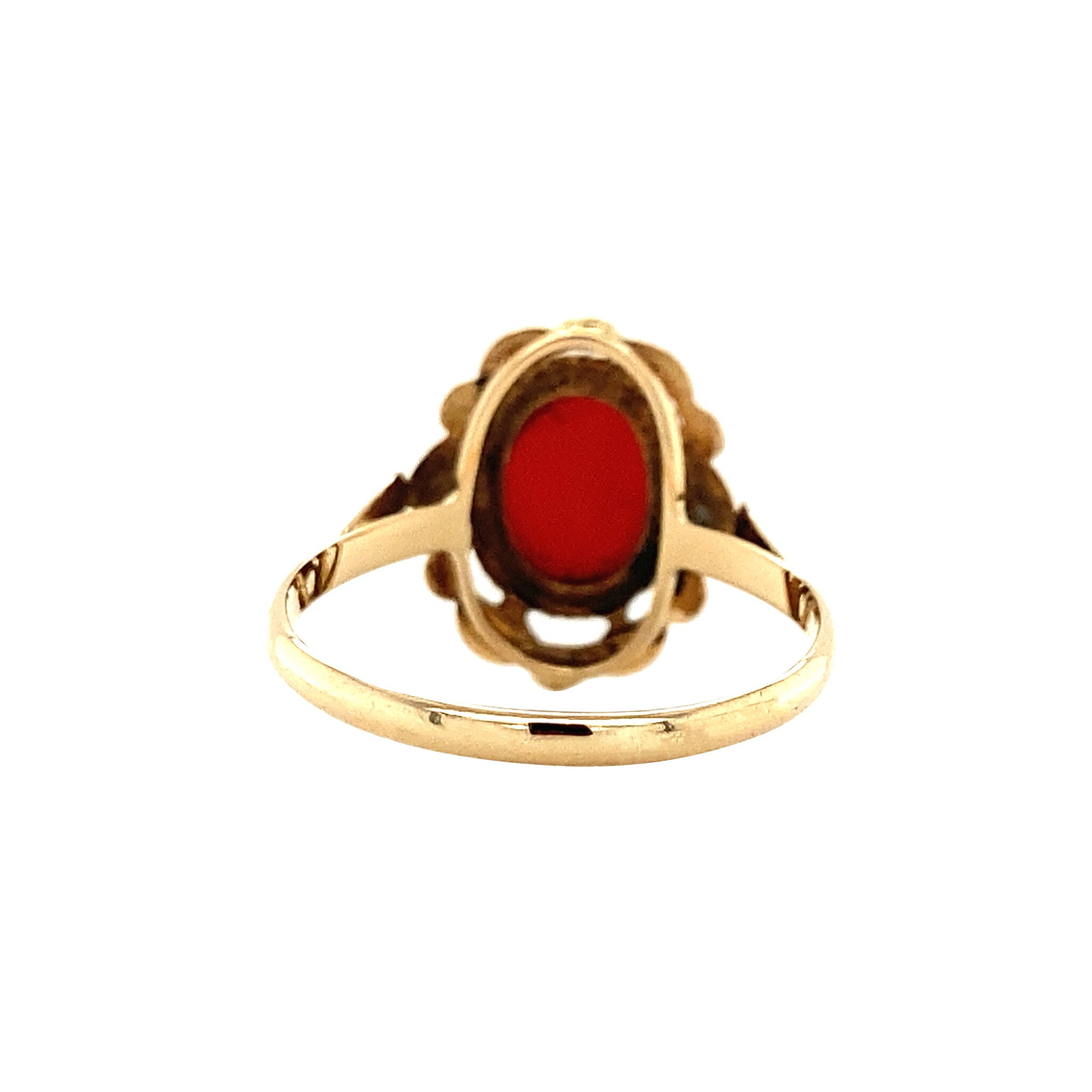 Gouden ring met bloedkoraal 14 krt