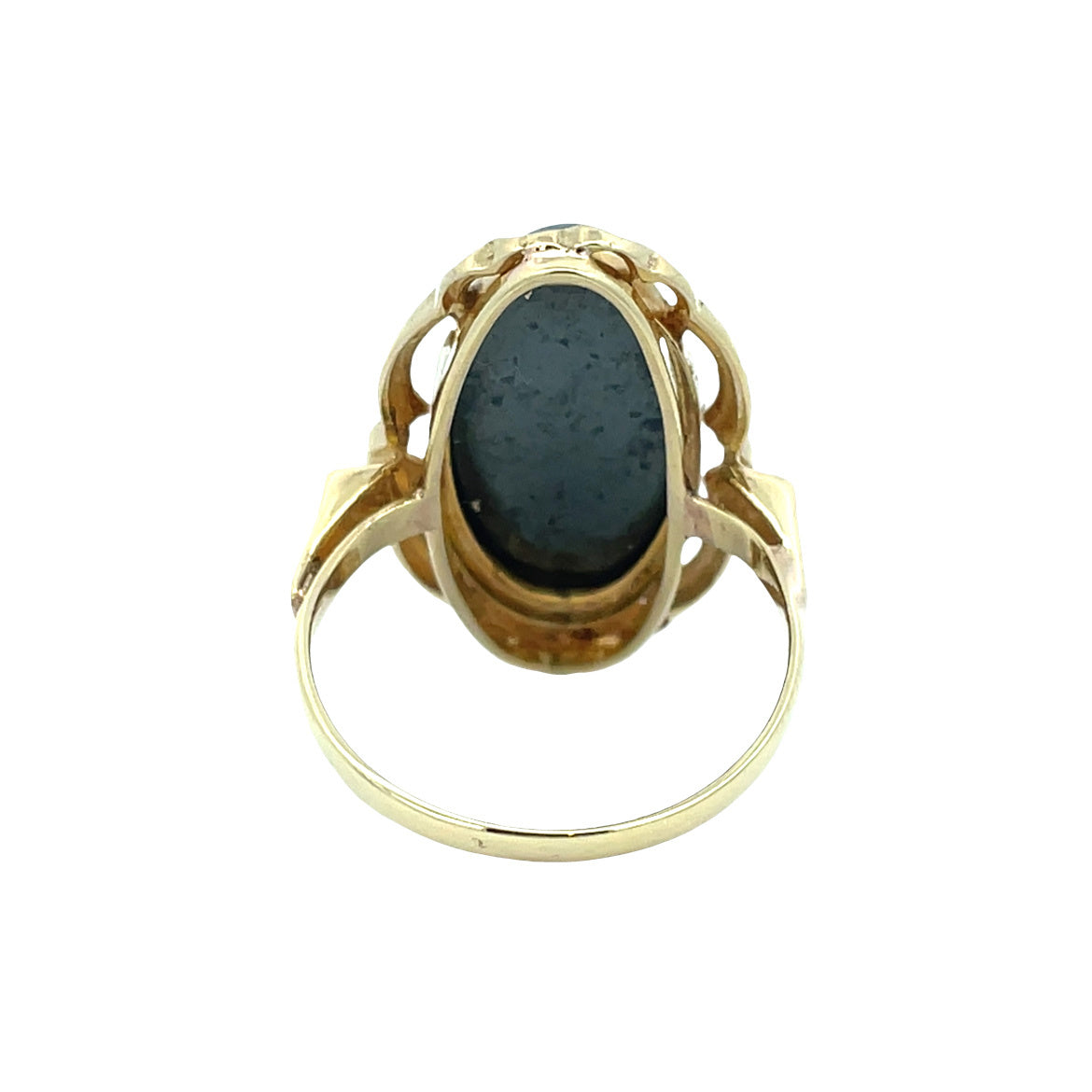 Gold vintage ring with hematite 14 kt